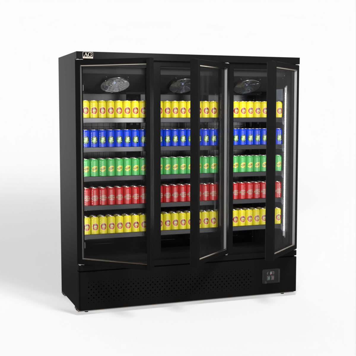 AG Supermarket 3 Glass Door Commercial Upright Display Refrigerator 1539L - Perfect for Grocery Stores, Restaurants & Convenience Shops