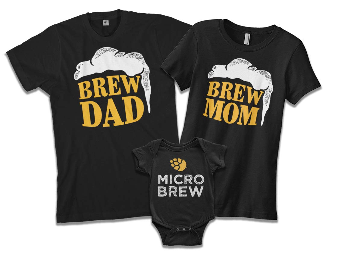 Brew Dad, Brew Mom, Micro Brew - Beer Lovers Family Matching T-Shirts Gift Set for Couples & Kids | Perfect for Brewery Visits, Beer Festivals & Family Gatherings