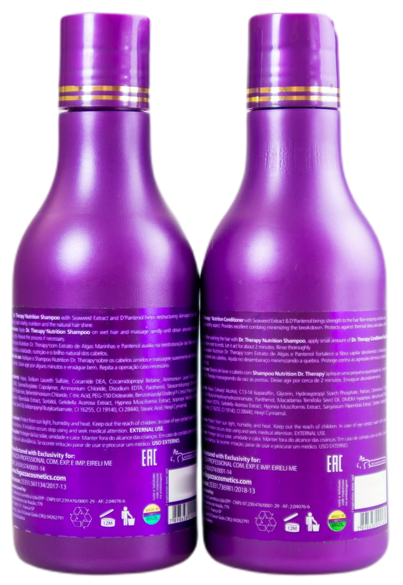 Dr. Therapy Shampoo and Conditioner Set for Dry Damaged Hair - Sulfate Free & Paraben Free Hair Care Kit by Fogazza Cosmetics - Perfect for Color Treated & Chemically Processed Hair