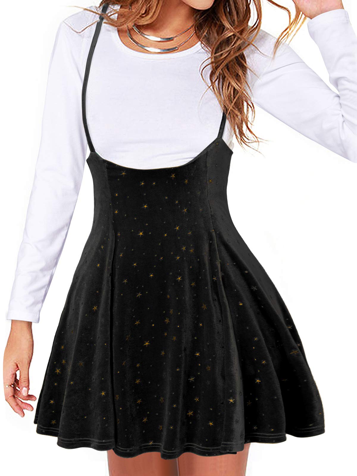 YOINS Women's High Waist Flared Skater Suspender Skirt - Stretch Denim A-Line Overall Dress for Casual Outfits & Vintage Style | Perfect for Date Nights, Office Wear & Summer Fashion