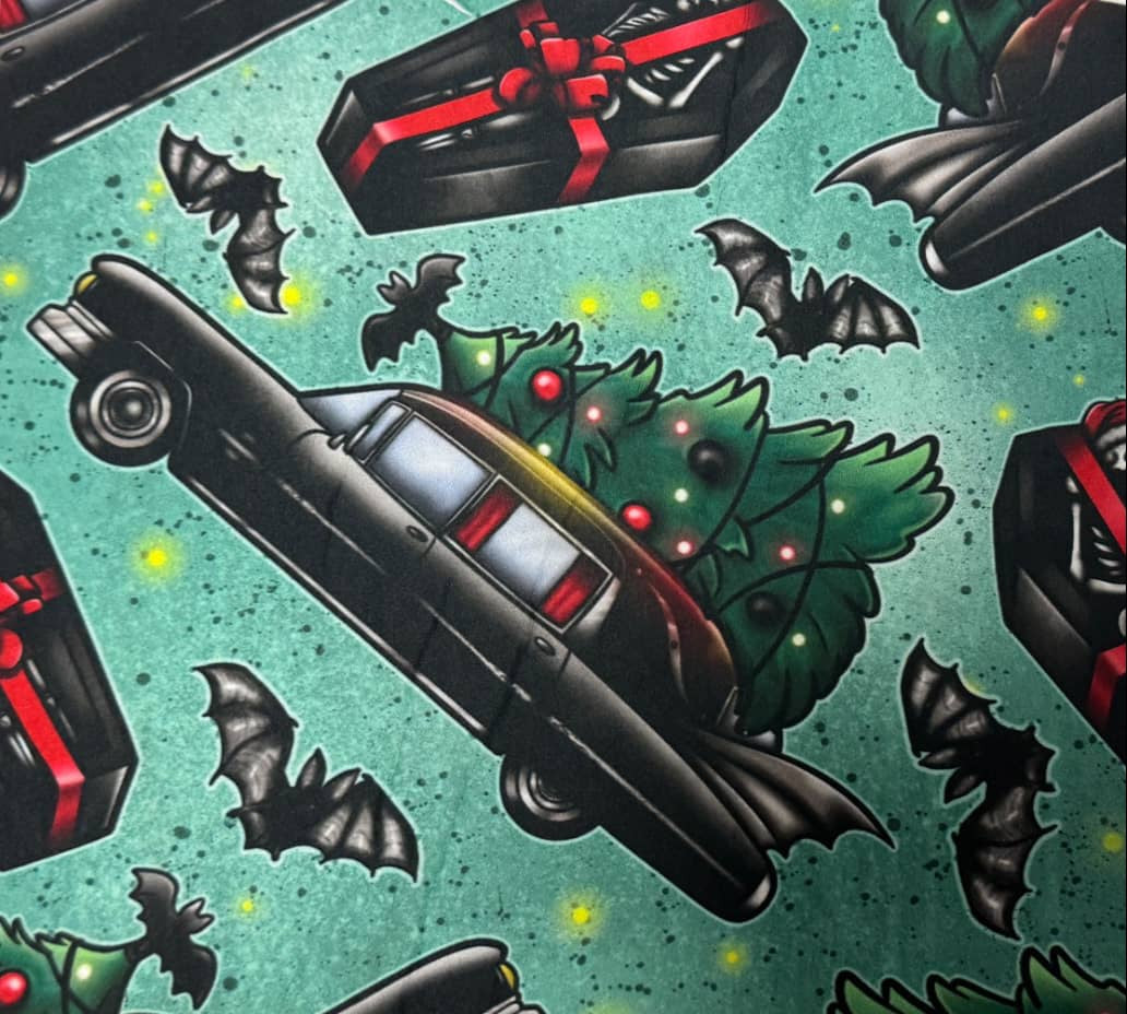 Goth Creepmas Christmas Ride Semi-Exclusive Handcrafted Vibrant Leggings | Unique Holiday Fashion for Gothic Christmas Parties & Alternative Festive Outfits
