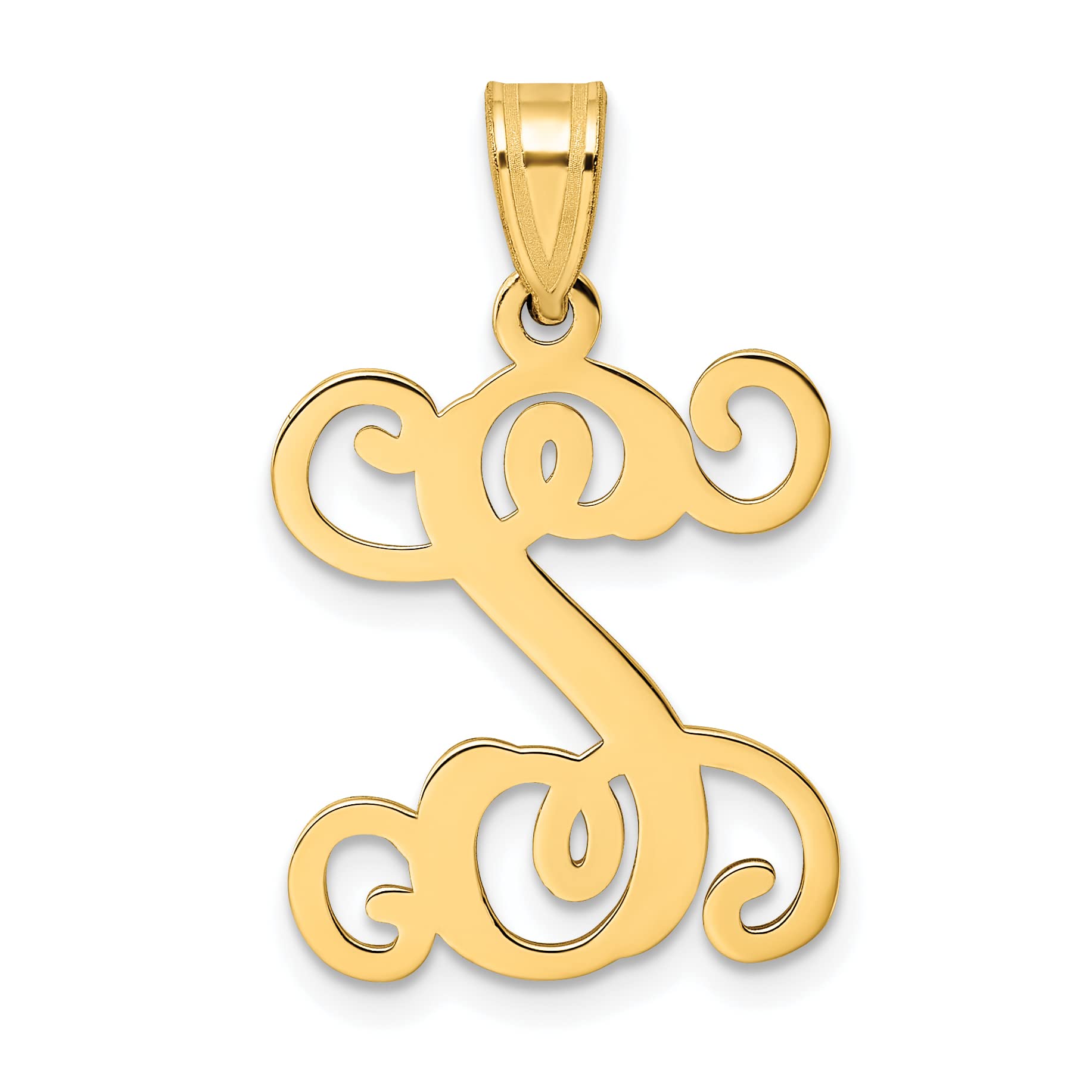 10K Yellow Gold Laser-Cut High Polished Initial Letter S Pendant Necklace - Elegant Personalized Jewelry Gift for Women - Perfect for Birthdays, Anniversaries & Special Occasions