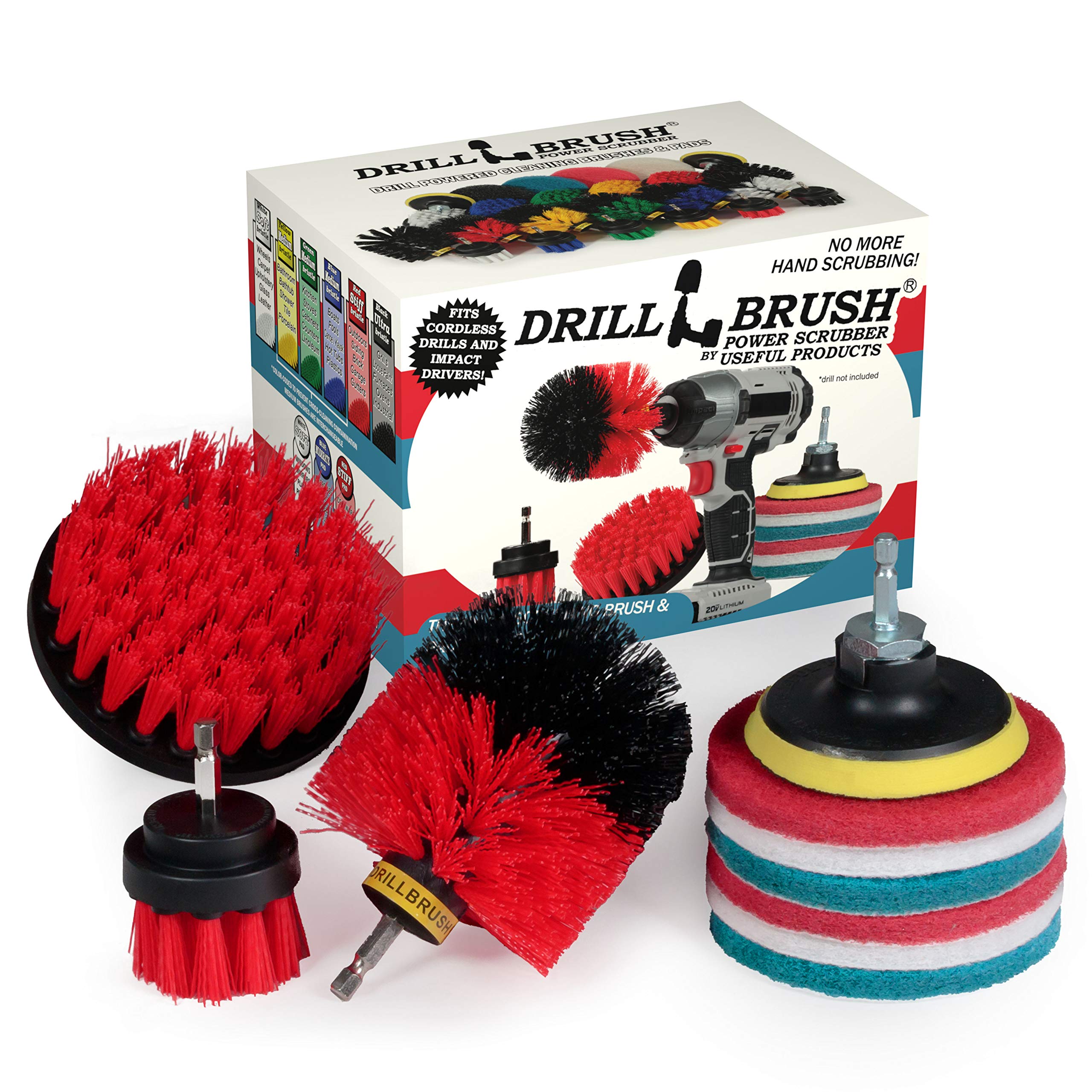 **Drillbrush Scrub Brush Set - Power Drill Scrubber Attachments for Deep Cleaning - Stone, Ceramic Tile, Deck & Hard Surface Cleaning - Rotary Drill Brush Pads for Cordless Drills (Perfect for Bathrooms, Kitchens & Outdoor Surfaces)**