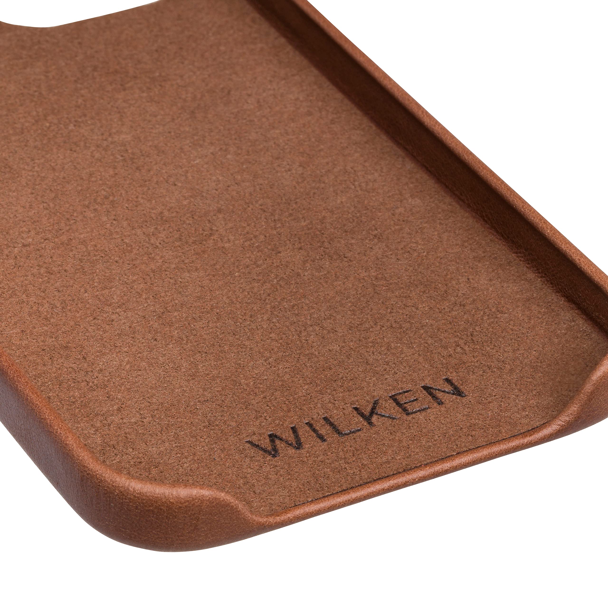 Premium Leather Case for iPhone 12/12 Pro - MagSafe & Wireless Charging Compatible - Genuine Top Grain Leather - Metal Button Controls (Tan/Blue) - Perfect for Business & Travel Protection