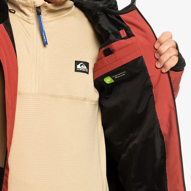 Quiksilver Sycamore Snow Jacket for Men & Women - Waterproof Winter Coat for Skiing, Snowboarding & Outdoor Adventures (Burgundy/Brown/Black)