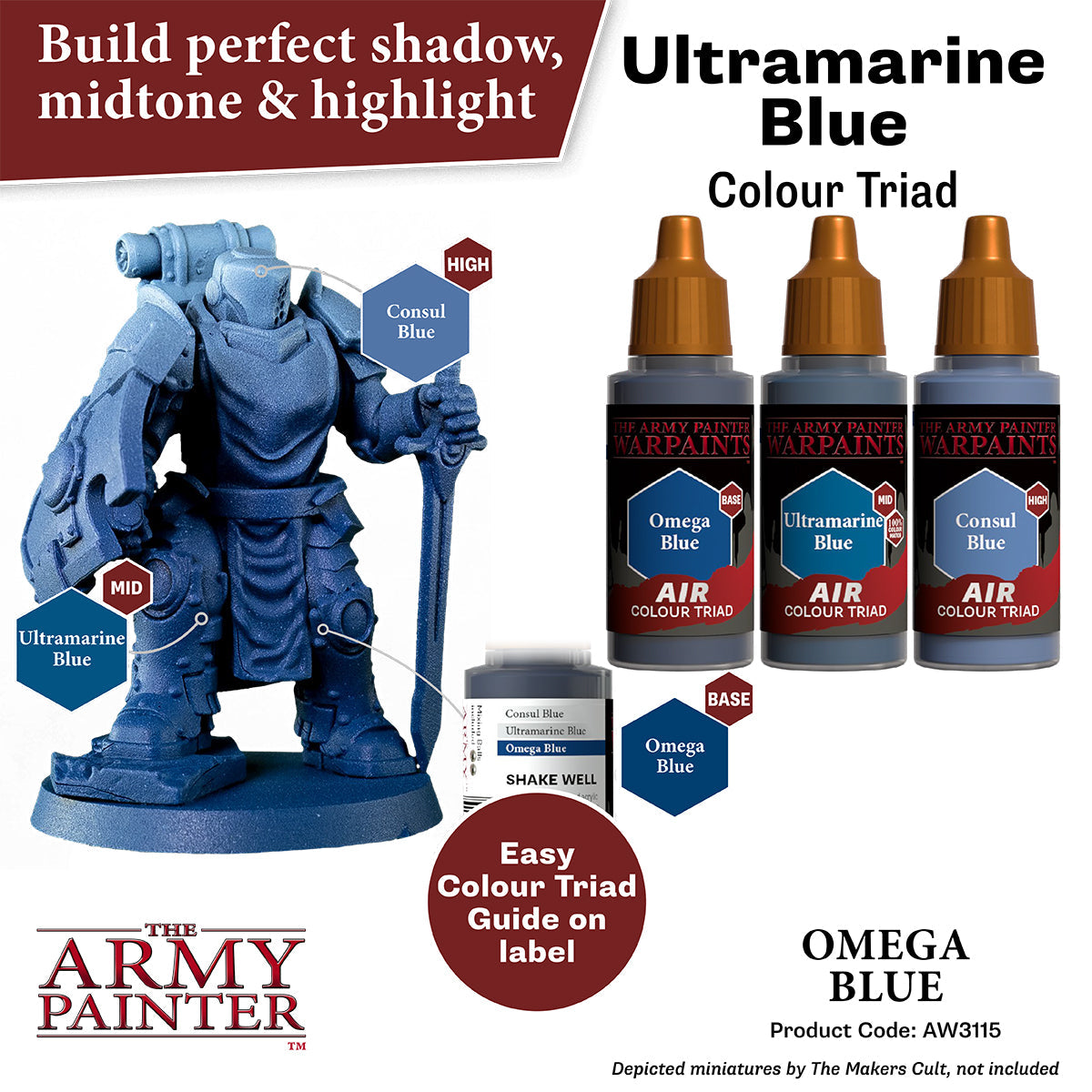 Warpaints Air: Omega Blue - Premium Acrylic Paint for Miniatures & Models - Perfect for Warhammer, D&D, and Tabletop Gaming