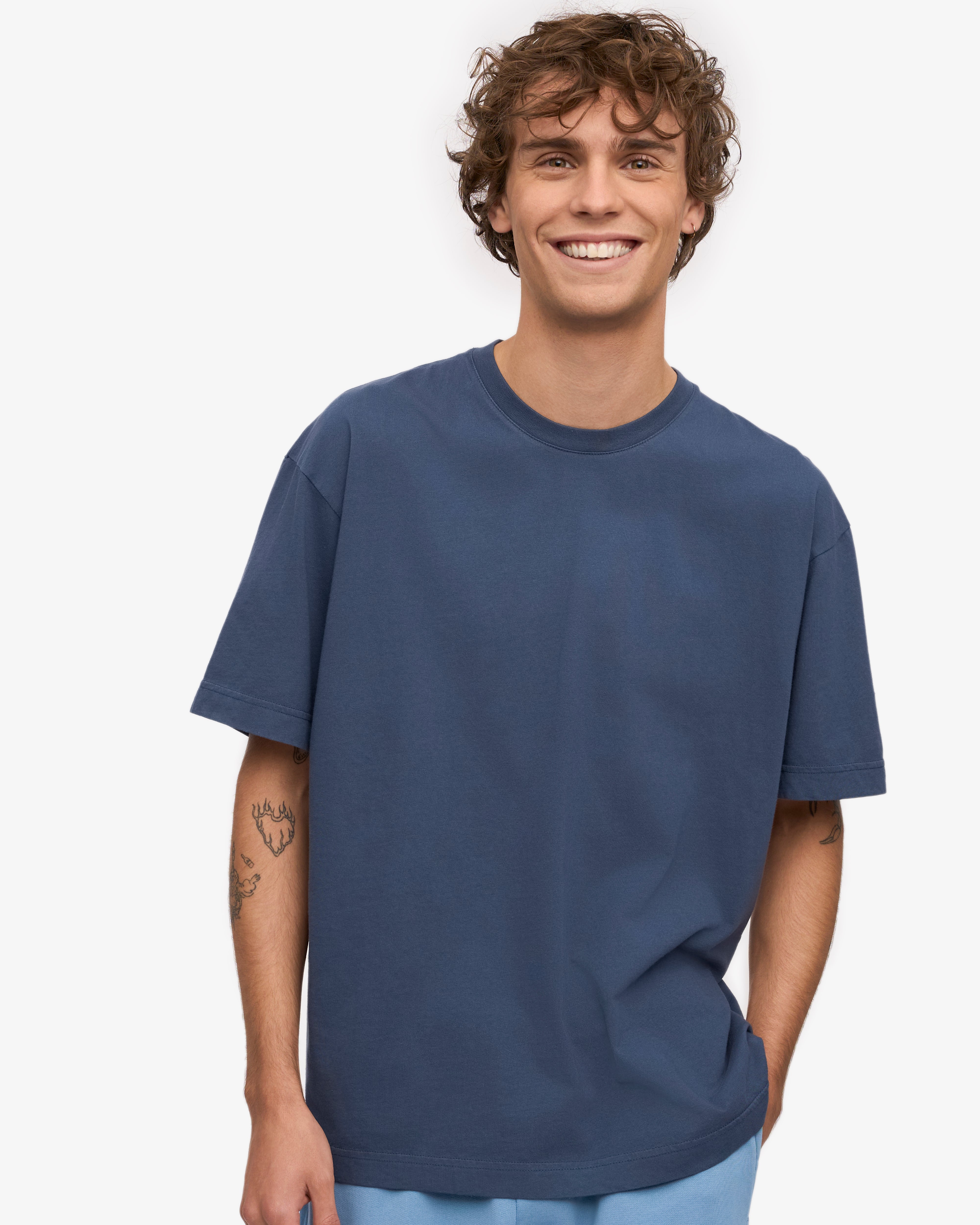 Organic Oversized T-Shirt for Women - Soft & Comfortable Petrol Blue Tee - Perfect for Casual Wear, Loungewear & Street Style