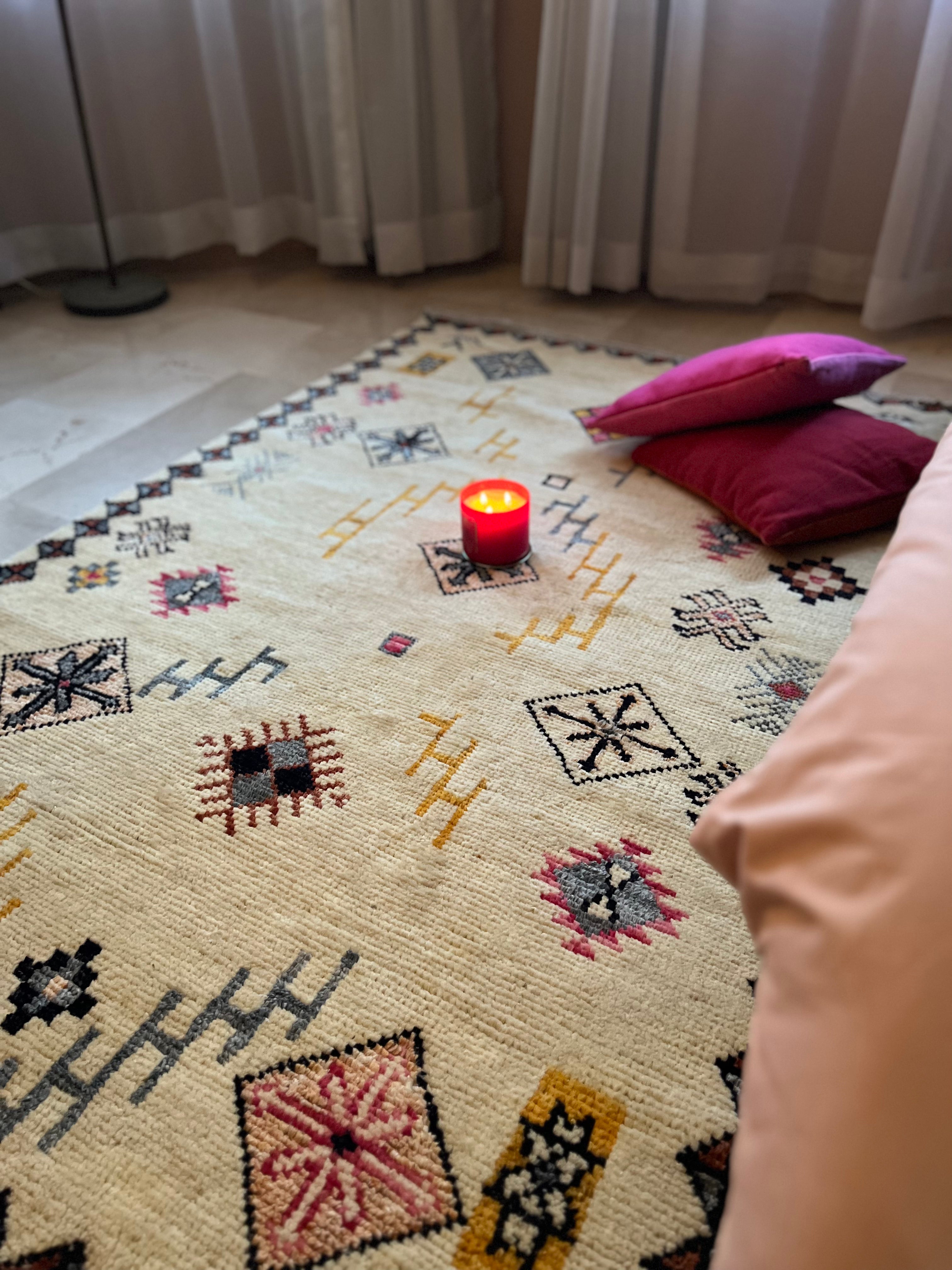 Handmade Pakistani Moroccan Azilal Wool Rug - Custom Size - Bohemian Home Decor for Living Room, Bedroom & Office