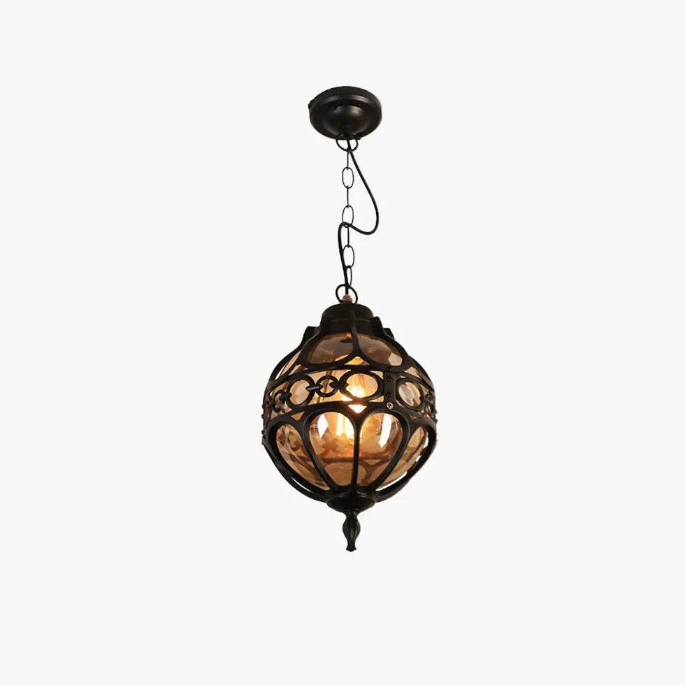 Vintage Spherical Carved Copper Pendant Light - Antique Style Ceiling Fixture for Dining Room, Kitchen Island & Bedroom Lighting