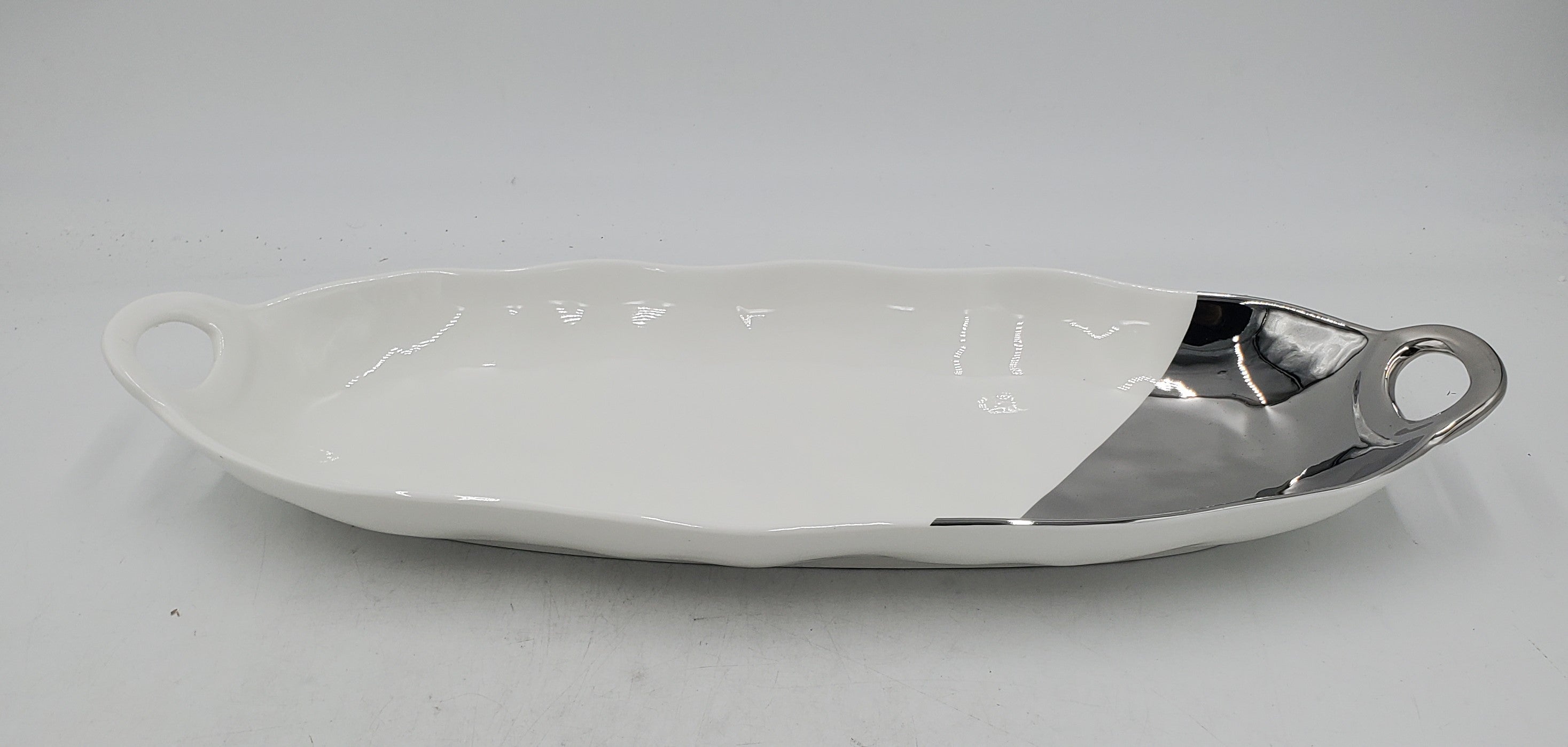 19x7.5 Inch Silver Serving Platter with Handle - Set of 18 - Perfect for Catering, Buffets, and Party Serving