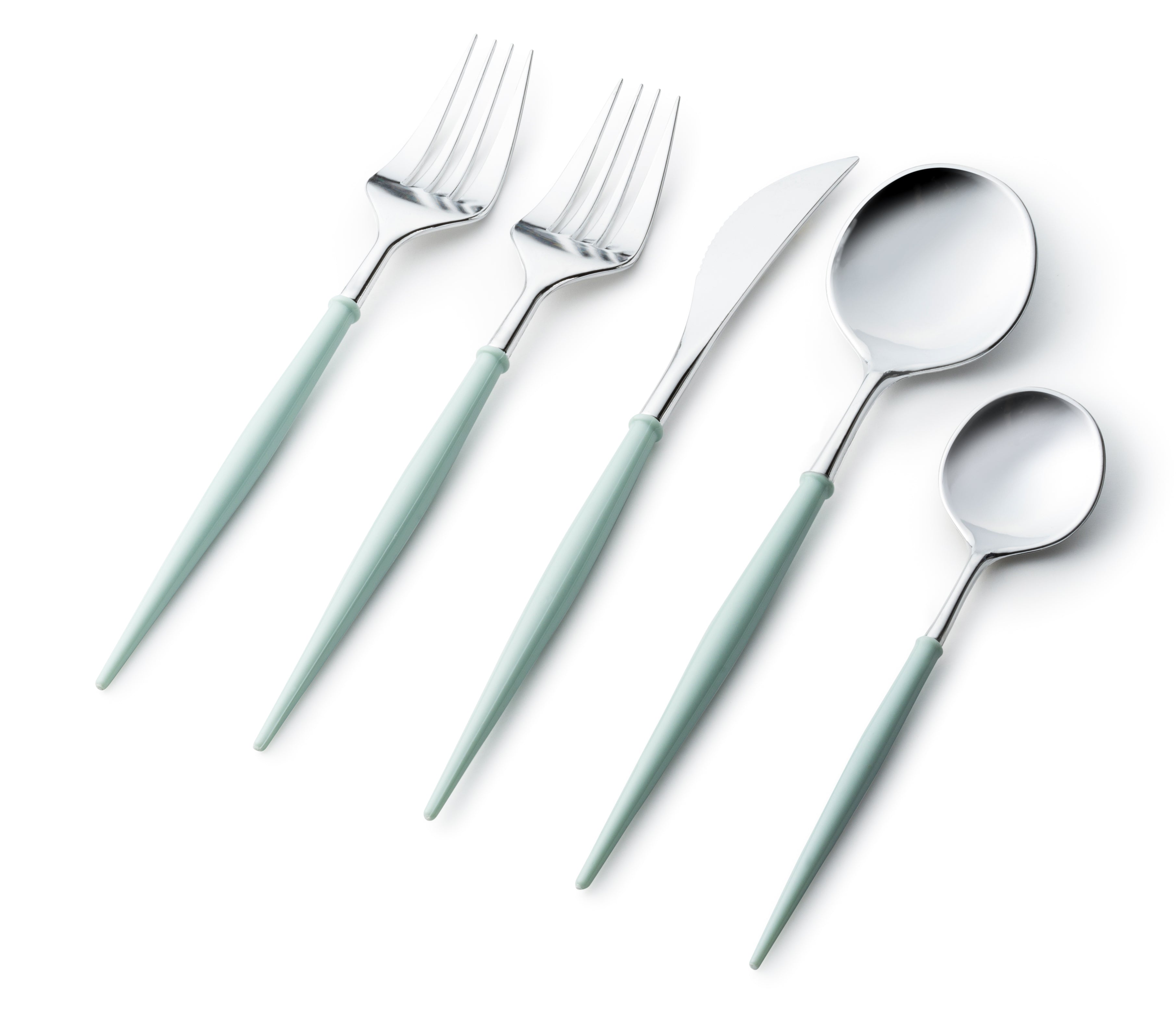 Noble Collection Silver and Turquoise Flatware Set - 40-Piece 8-Person Stainless Steel Dinnerware Set for Elegant Dining, Wedding Gifts & Formal Entertaining