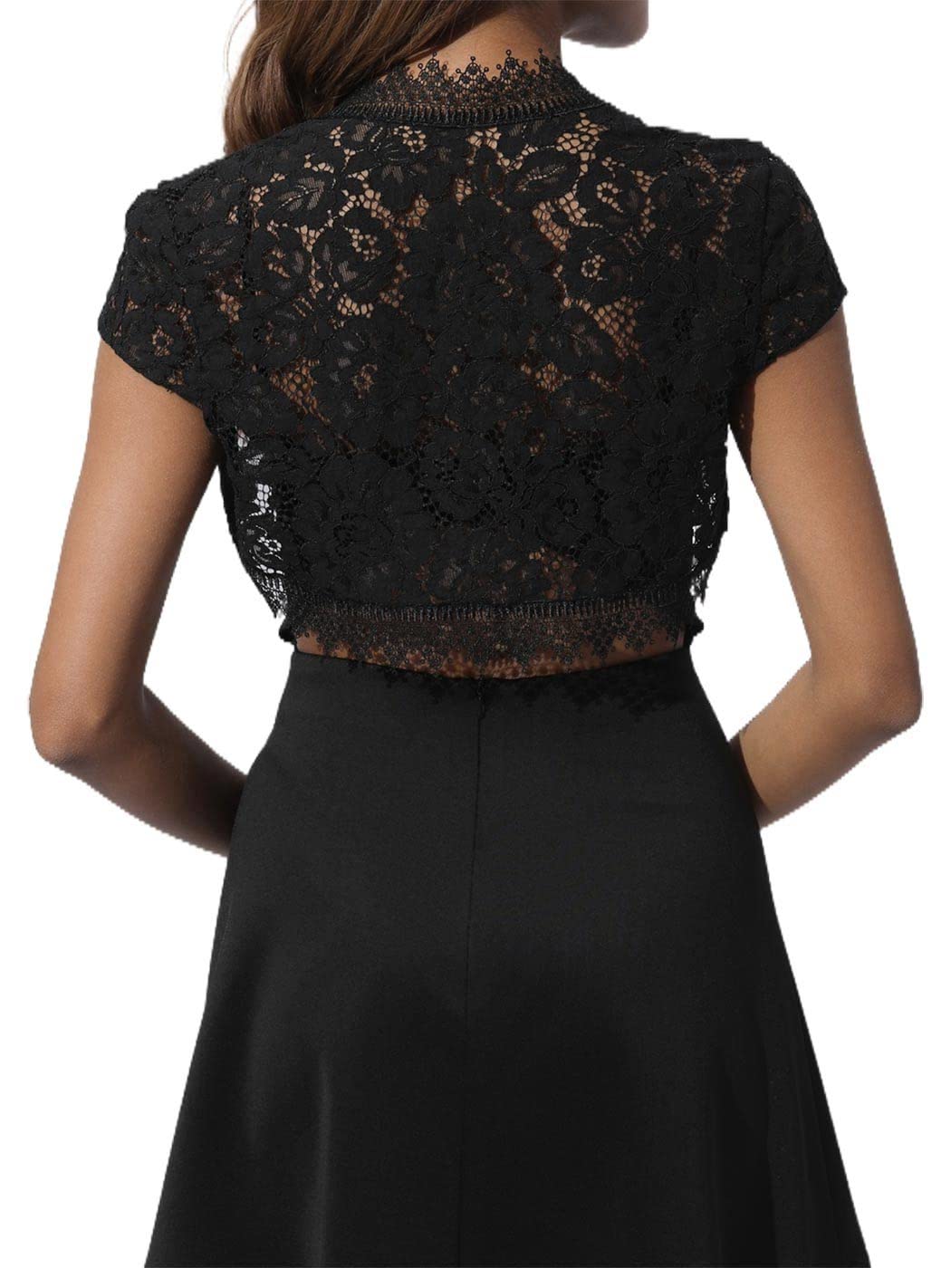 GORAIS Women's Lace Bolero Shrug - Elegant Short Sleeve Wedding Jacket for Evening Dresses, Bridal Party & Formal Events | Perfect for Weddings, Proms, Cocktail Parties & Special Occasions