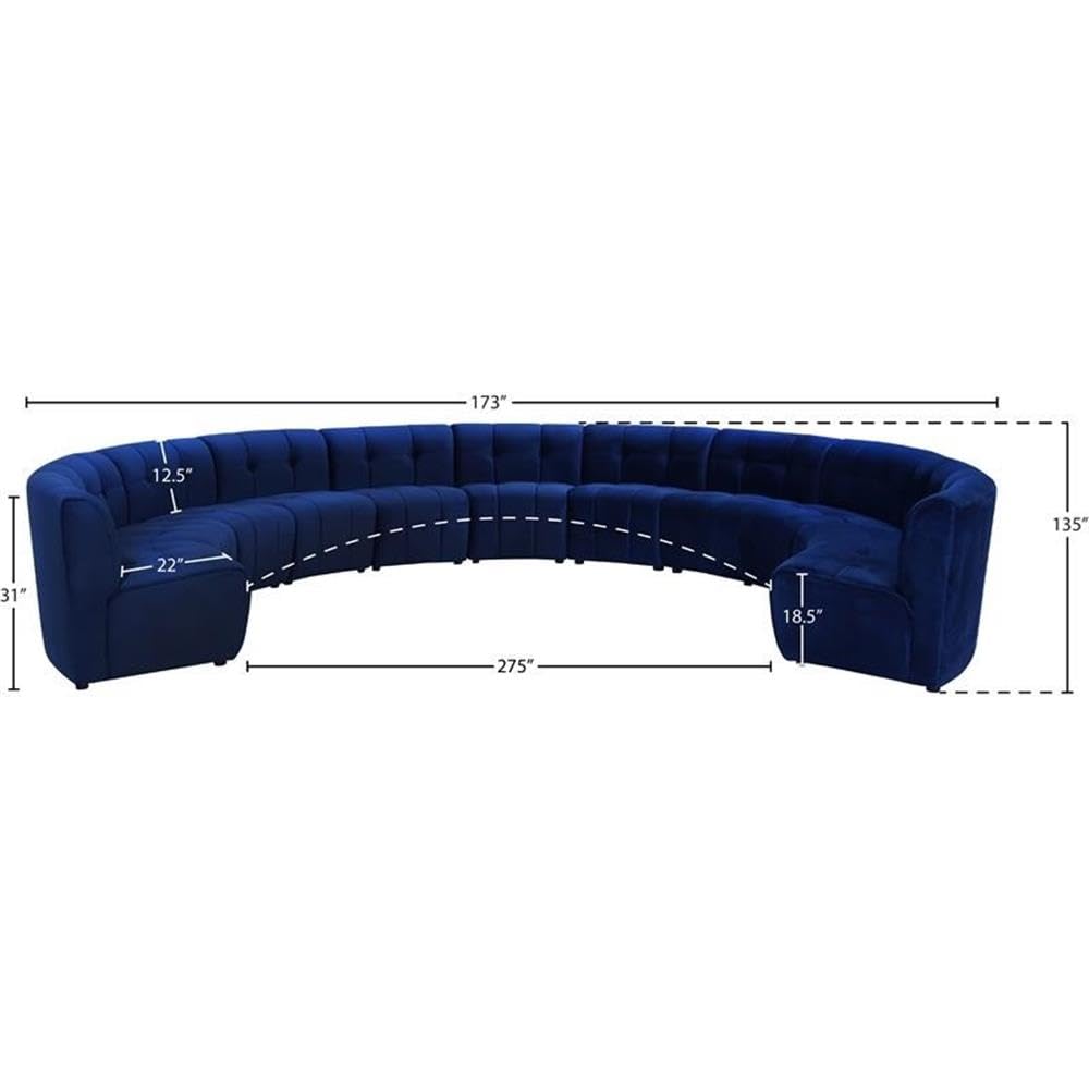 MAKLAINE 11-Piece Modular Contemporary Velvet Sectional Sofa Set - Navy Blue Velvet Upholstery, L-Shaped Couch for Living Room, Family Room & Home Theater