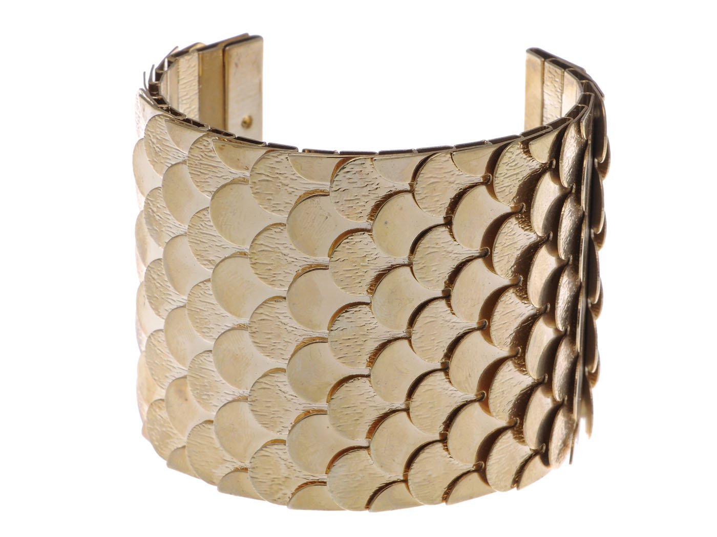 Alilang Women's Gold & Silver Egyptian Etched Textured Scale Wrap Bangle Cuff Bracelet - Elegant Arm Jewelry for Parties, Weddings & Evening Events