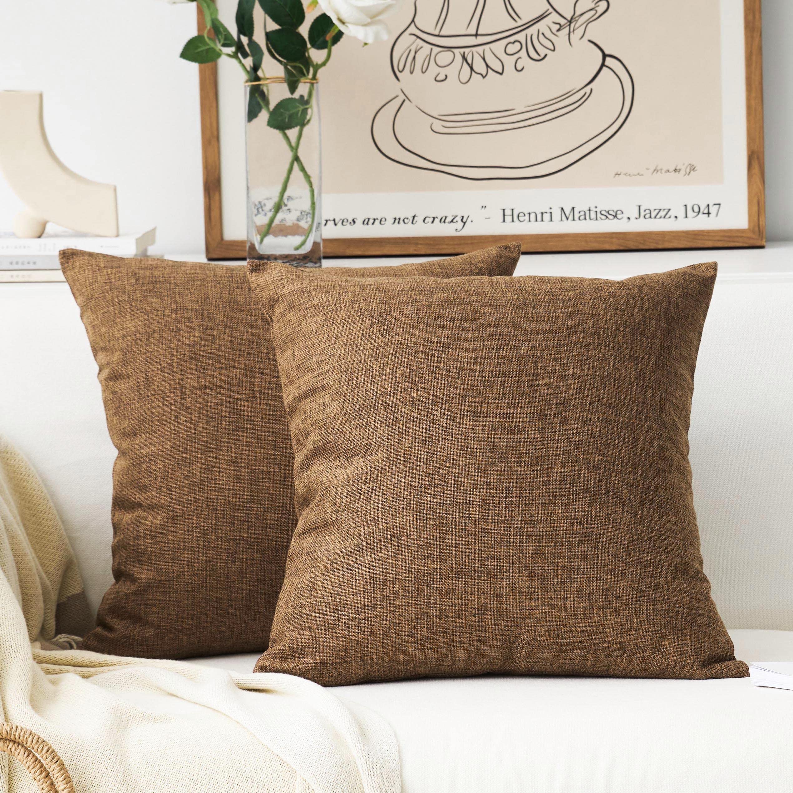 16x16 Inch Decorative Pillow Covers Set of 2 - Soft Brown Cushion Covers for Sofa, Couch & Bench (40cm) - Perfect for Living Room, Bedroom & Home Decor