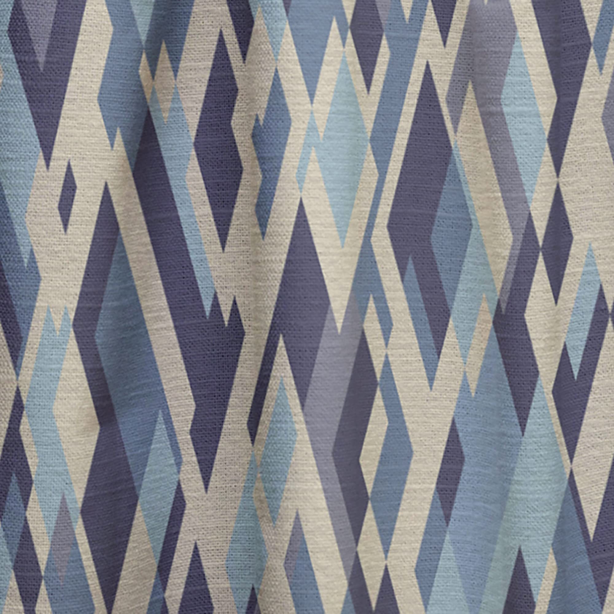 DesignQ Thermal Insulated Curtains - Beige & Blue Rhombus Pattern - Single Panel 52x120 Inches - Blackout Drapes for Bedroom & Living Room - Perfect for Home Decor & Light Control