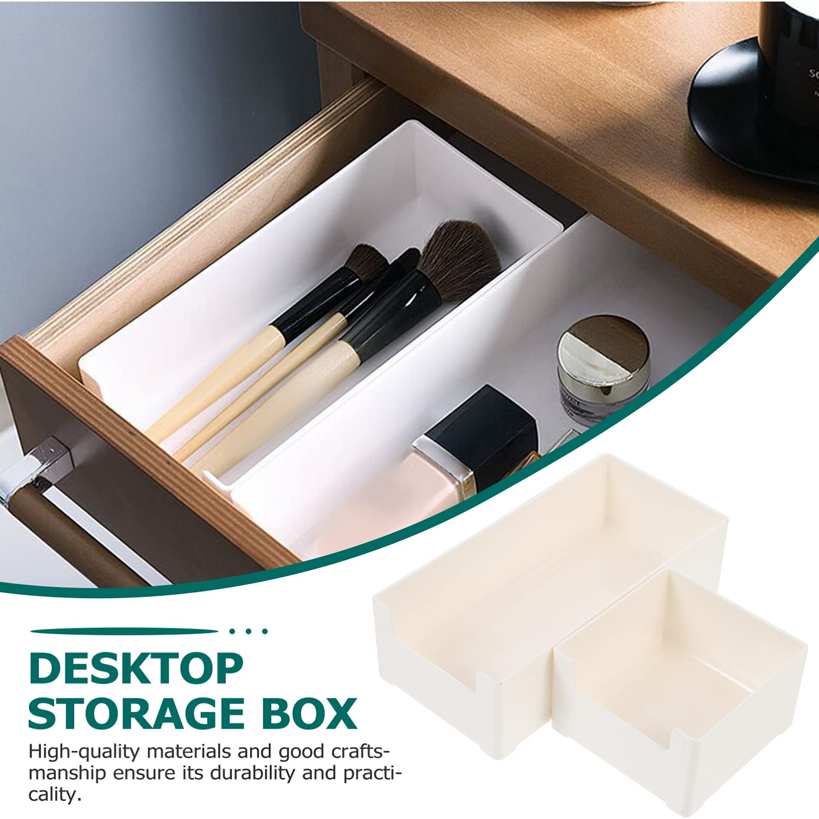 Veemoon 2-Pack Japanese Style Stacking Desk Organizer Box - Stylish Table Storage Holder for Office, Home & School Supplies (Perfect for Pens, Paper Clips & Small Accessories)