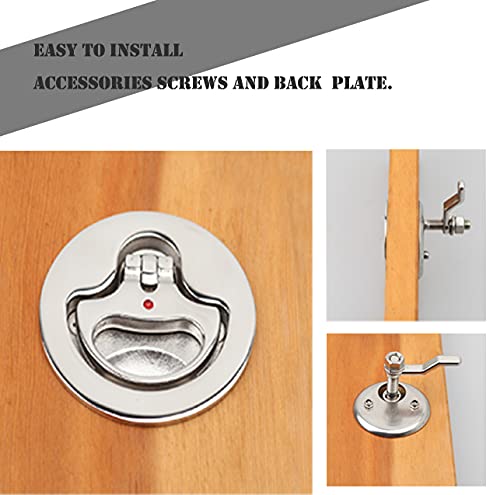 316 Stainless Steel Boat Cam Latch - Marine Hatch Latch with Adjustable Locking Arm & Back Plate - Flush Pull Hatch Lift for Sailboats, Yachts & Fishing Boats - Pack of 2