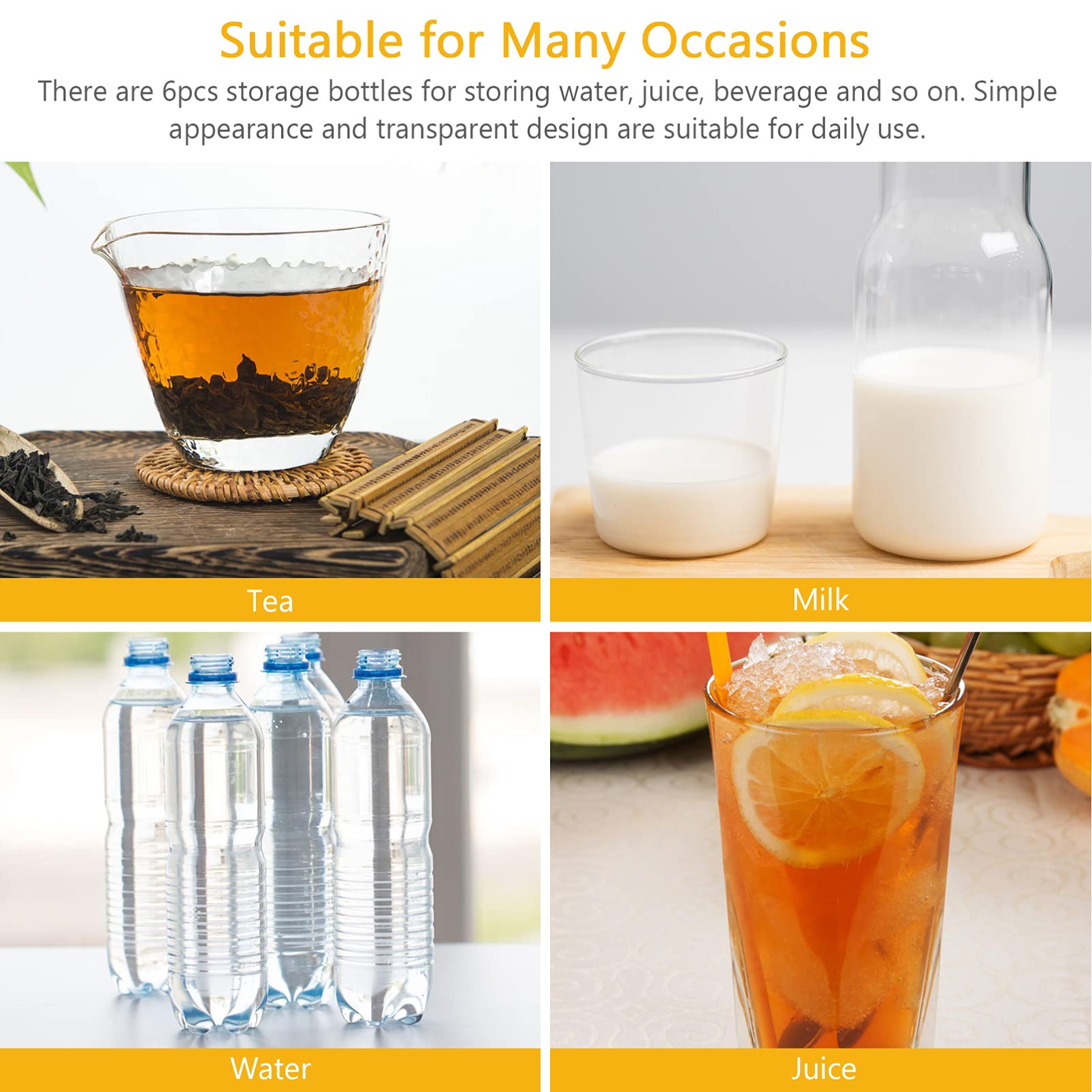 Eco-Friendly Cabilock Mini Juice & Water Bottles - Reusable Glass & Plastic Drink Containers with Lids for Kids, Travel, Gym, and School | BPA-Free, Leak-Proof, Portable Beverage Storage