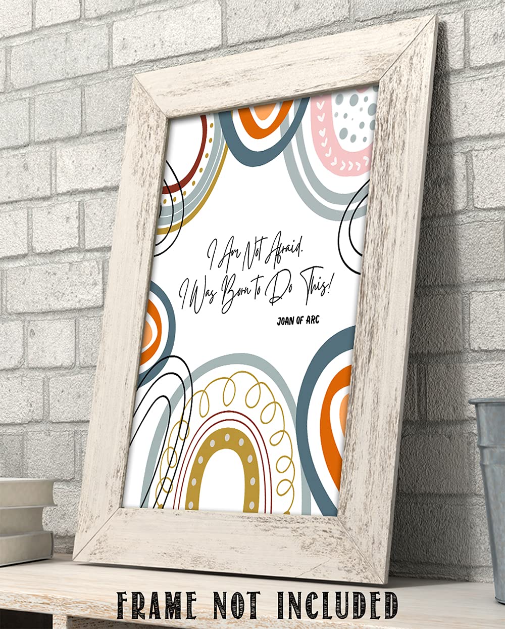 Joan of Arc Christian Bible Quote Wall Art - 'I Am Not Afraid' Inspirational 11x14 Print - Orange Yellow Blue Decor for Home, Office & Church - Perfect Gift for Women, Family & Friends (Birthday, Housewarming, Religious Occasions)