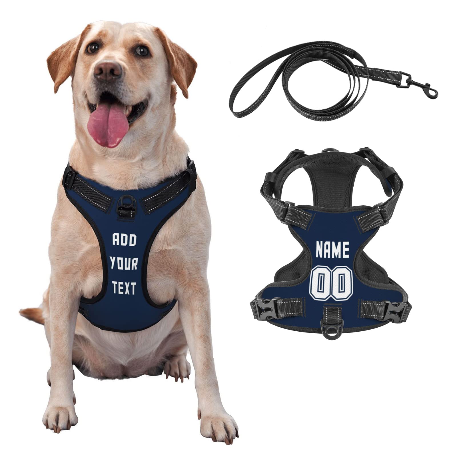 Custom Personalized Dog Harness with Name & Phone Number - Reflective Adjustable Pet Vest for Small Medium Large Dogs & Cats - Perfect for Walking Running Outdoor Adventures & Night Safety