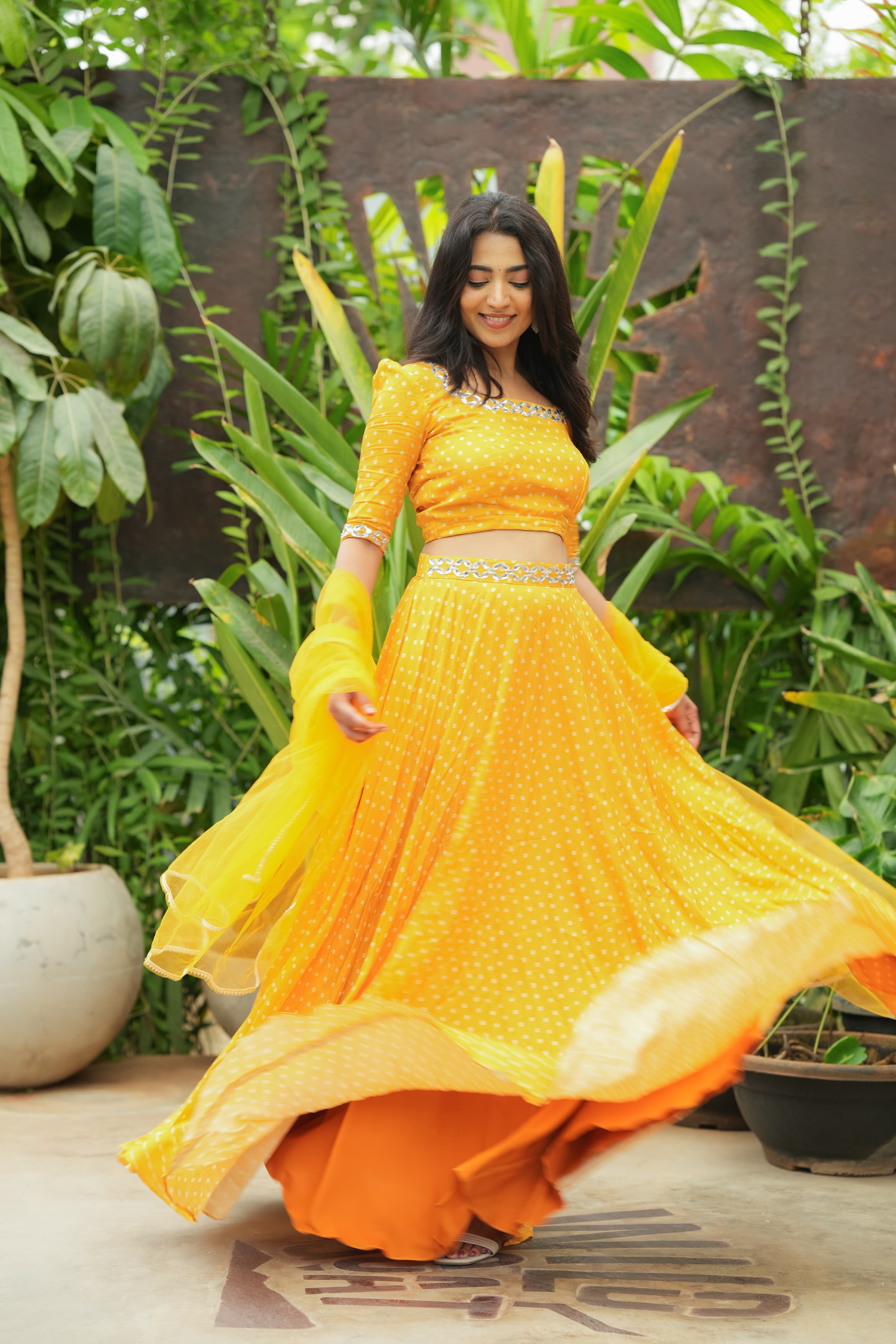 DD562 Aadhya Yellow Bandhani Lehenga Choli Set - Traditional Indian Bridal Wear for Weddings, Festivals & Special Occasions