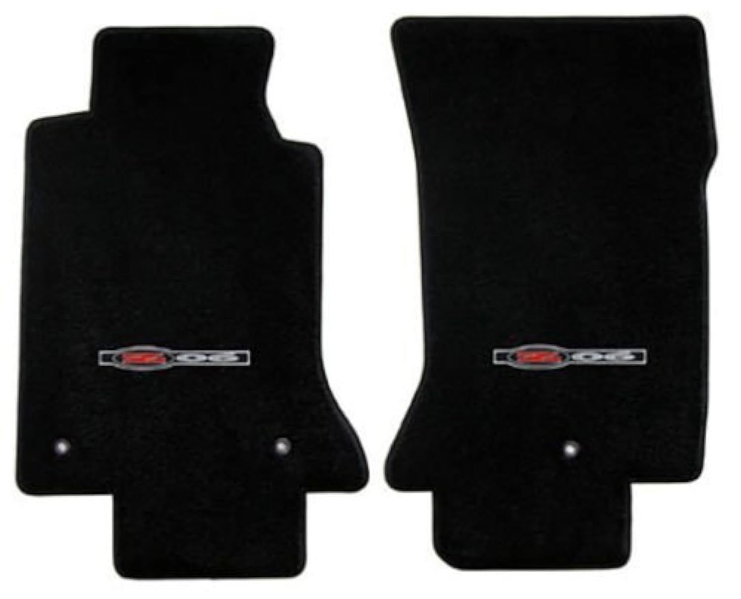Lloyd Mats Classic Loop Black Front Floor Mats for Chevrolet Corvette C5 with Z06 Red-Silver Applique - Premium Car Floor Protection for Sports Cars & Luxury Vehicles