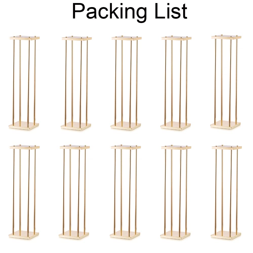 10 Pcs Gold Column Flower Stand - 31.5in Tall Metal Wedding Centerpiece Vases with Geometric Design for Table Decorations, Perfect for Weddings, Birthdays, Events & Home Decor | Elegant Floral Arrangement Displays for Reception Tables and Party Venues