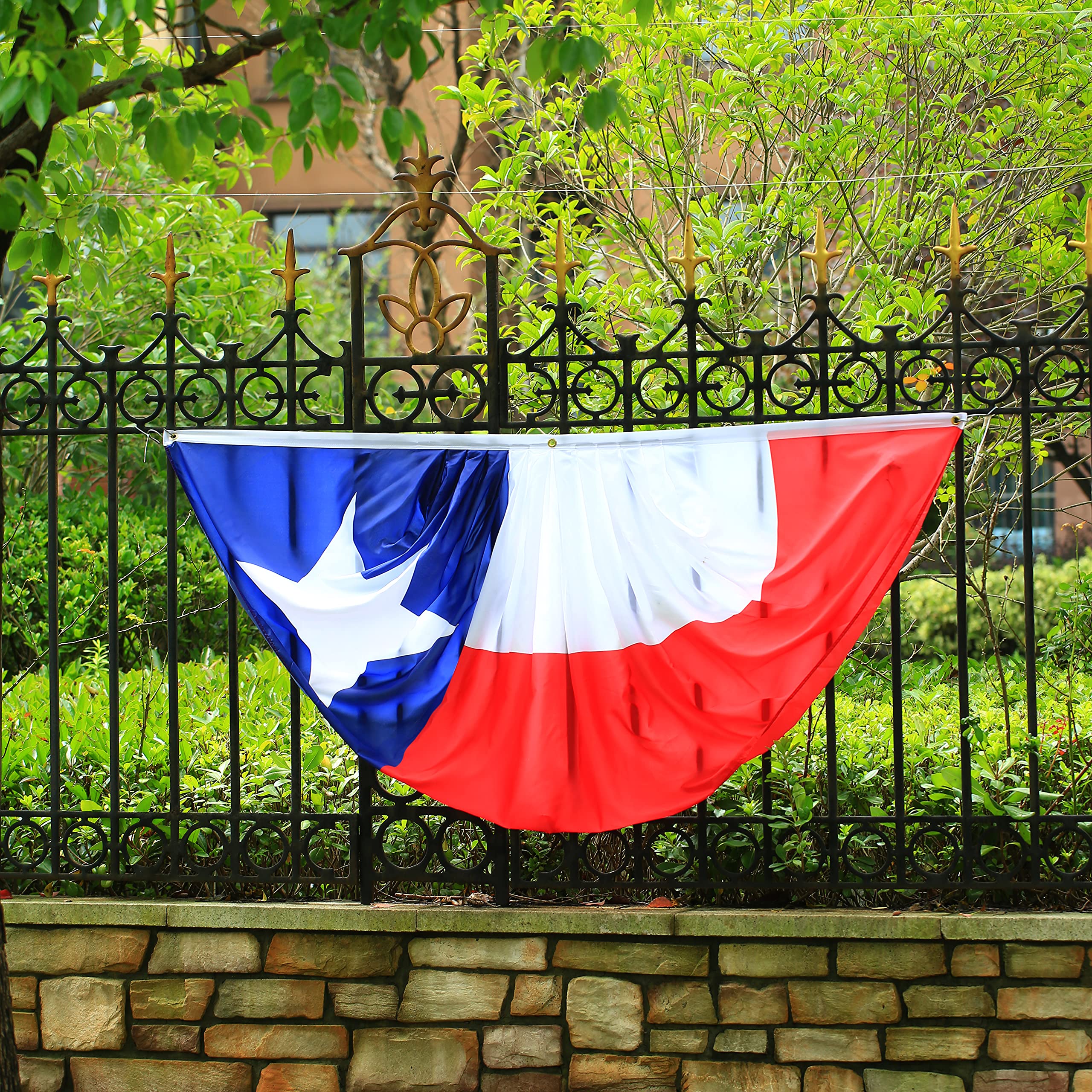 Texas Pleated Fan Flag Bunting 3x6 Ft - 2 Pack USA State Half Fan Flags for Parades, Parties & Celebrations - Perfect for Outdoor Decor, Football Tailgates & Patriotic Events