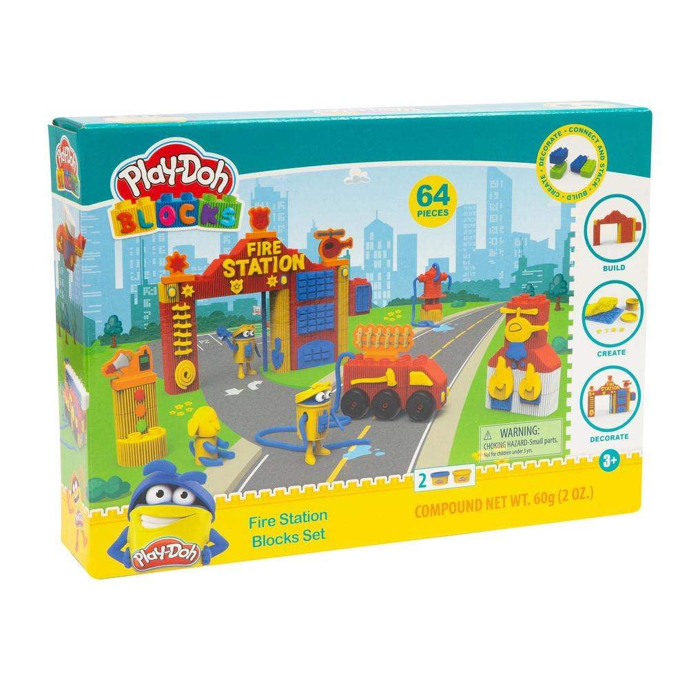 Play-Doh Blocks Fire Station Building Set - 24-Piece Creative Construction Toy for Kids, STEM Learning Activity, Pretend Play & Educational Fun (Great for Birthday Gifts & Classroom Activities)