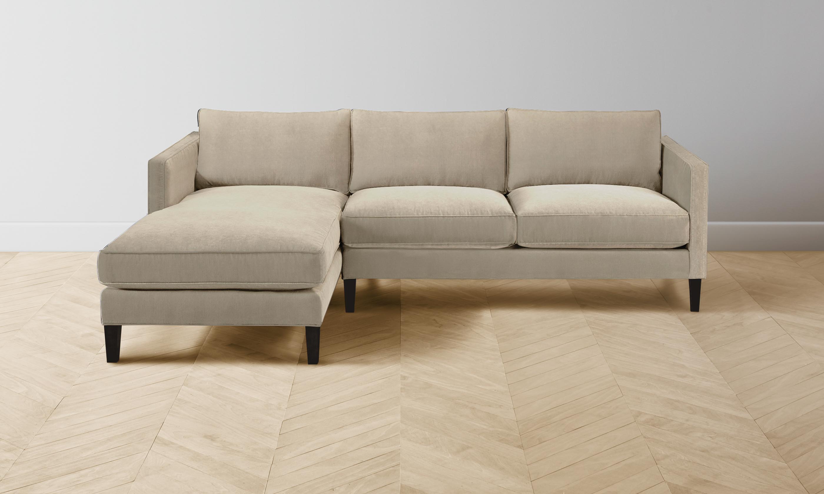 Crosby Sectional Sofa - Performance Velvet Taupe Upholstery, Modern Living Room Furniture for Comfort & Style | Perfect for Family Gatherings & Movie Nights