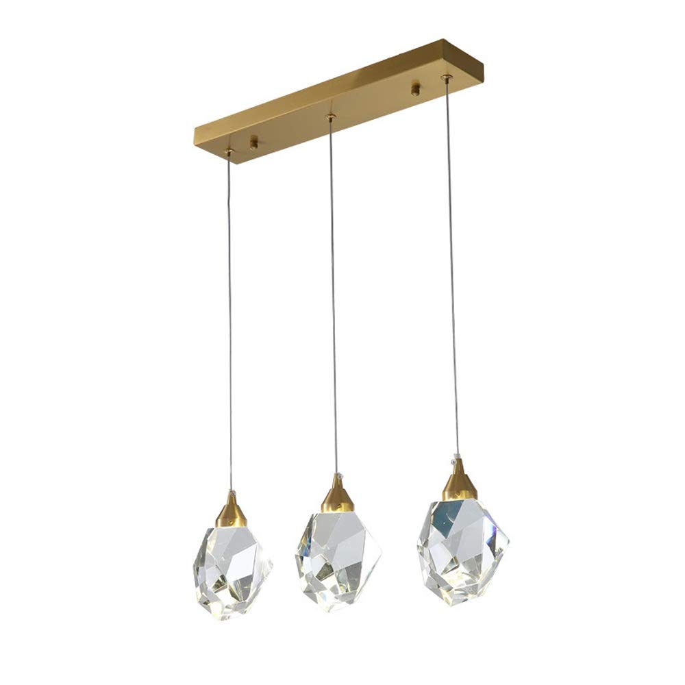 Luxury Modern Brass 3-Light Crystal Chandelier - Elegant Dining Room & Bedroom Pendant Lighting - Perfect for Contemporary Home Decor, Living Room Centerpiece, and Stylish Interior Design (3 Heads)