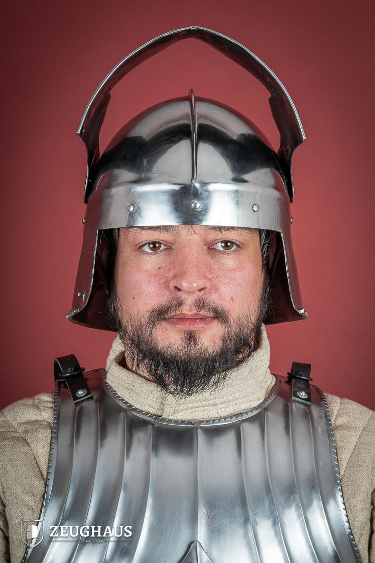 Polished 1.6mm Medieval Infantry Sallet Helmet - Authentic Knight Armor for LARP, Cosplay & Renaissance Fairs