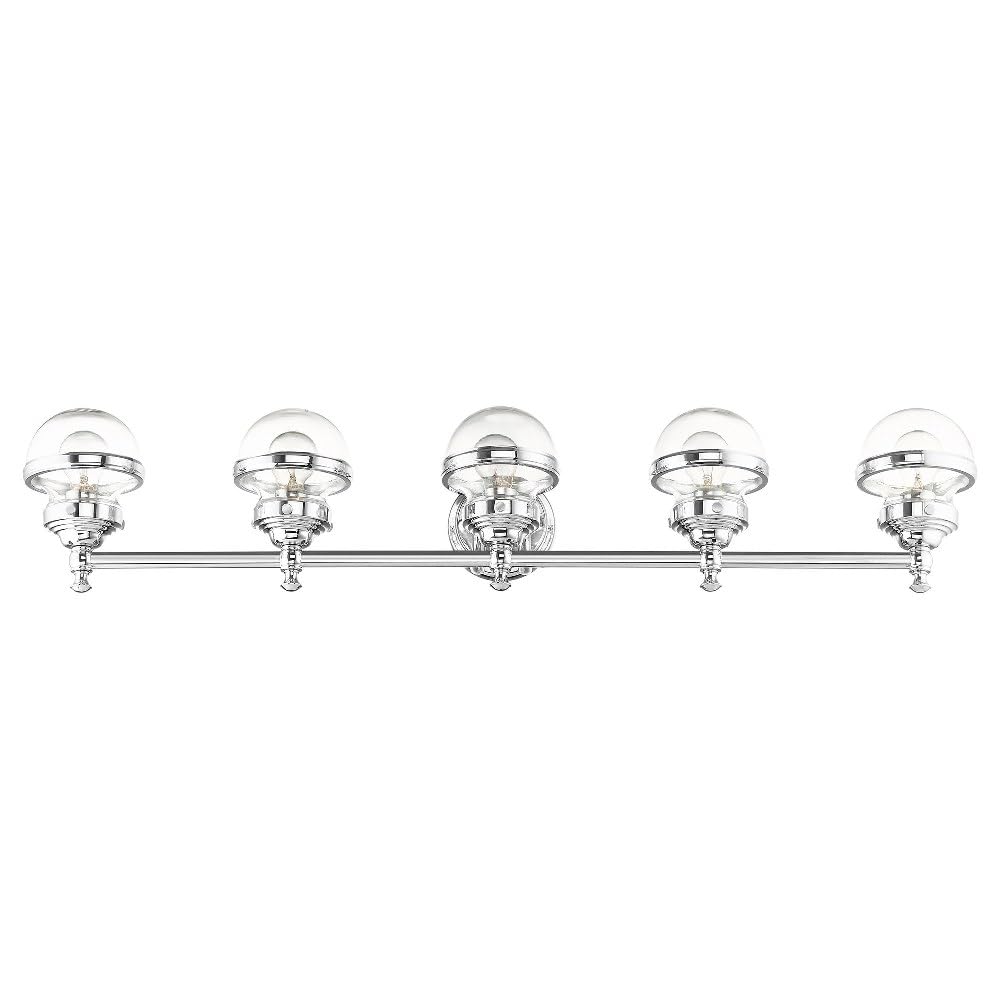 Livex Lighting 17415-91 5-Light Brushed Nickel Bathroom Vanity Light Fixture - Perfect for Modern Bathrooms, Powder Rooms & Spa-Style Decor