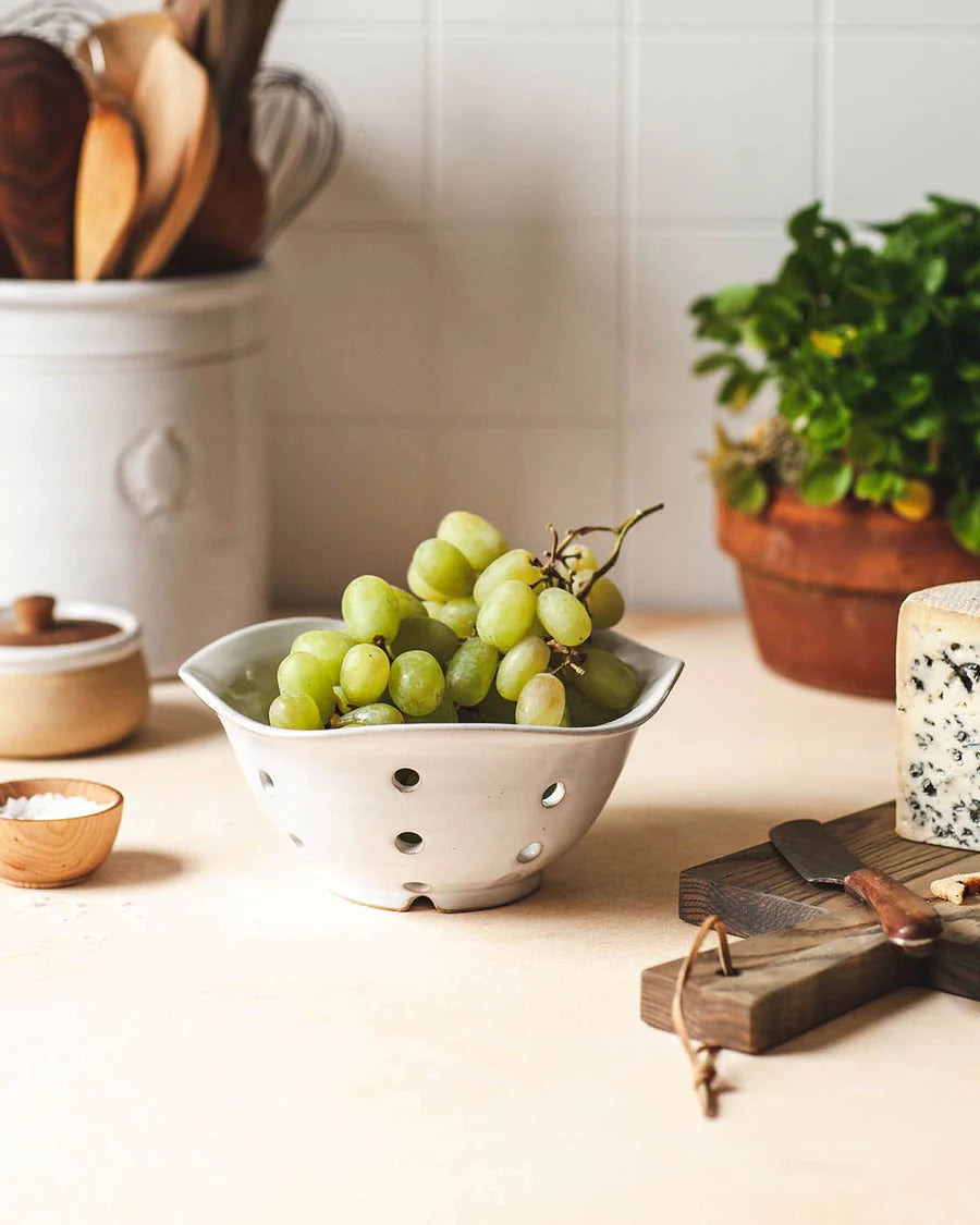 Farmhouse Pottery Windrow Berry Bowl - Handmade Ceramic Fruit Serving Bowl for Berries, Salad, Snacks - Perfect for Farmhouse Kitchen, Dining Table, and Entertaining