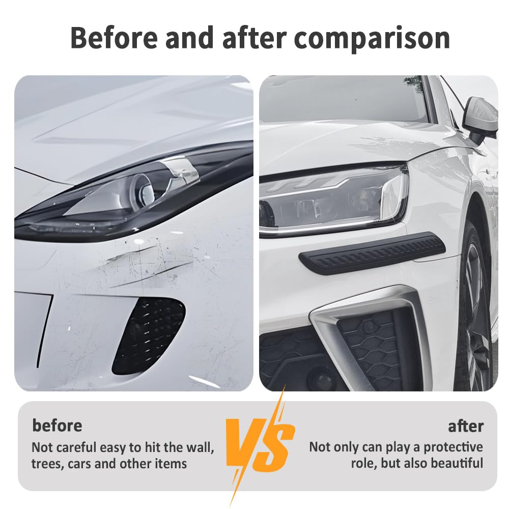 2PCS Universal Rubber Car Bumper Guards - Anti-Collision & Anti-Scratch Rear Bumper Protector Strips for Cars, Trucks, SUVs (Black) | Durable Exterior Accessories for Parking Protection & Vehicle Safety