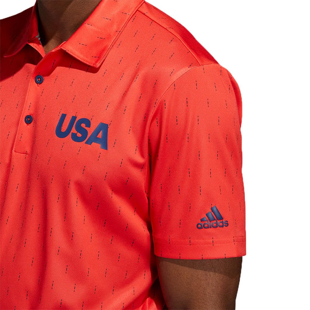 Adidas Men's USA Golf Polo Shirt - Moisture-Wicking Performance Shirt for Golf & Casual Wear - Comfortable & Stylish Men's Athletic Top for Golf Course, Office & Outdoor Activities
