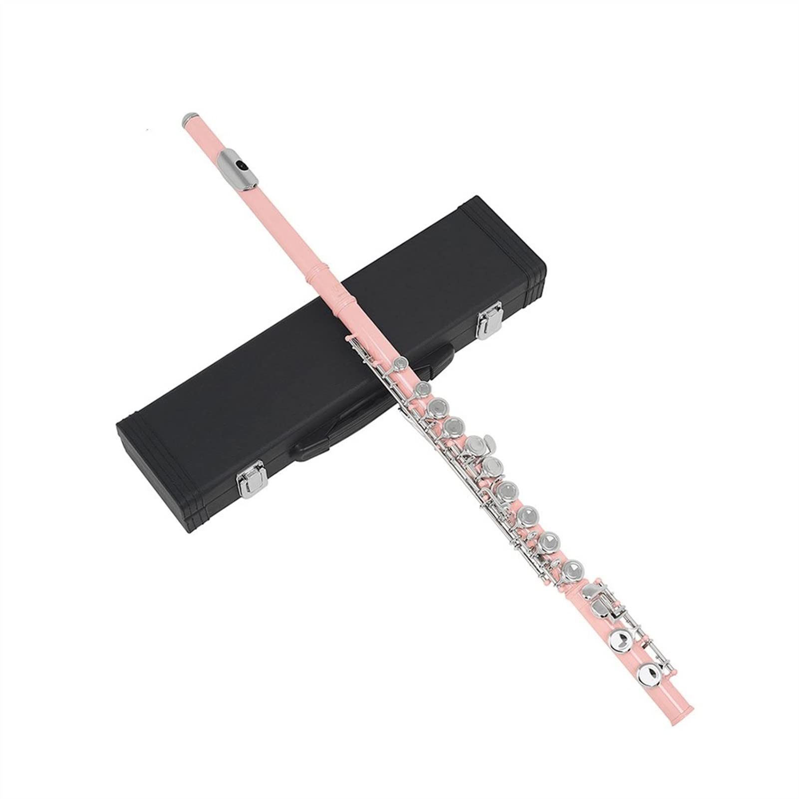 16-Hole C Key Rose Gold Cupronickel Flute with Leather Case - Professional Closed Hole Transverse Flute Instrument for Beginners & Students - Perfect for School Bands, Music Lessons & Home Practice