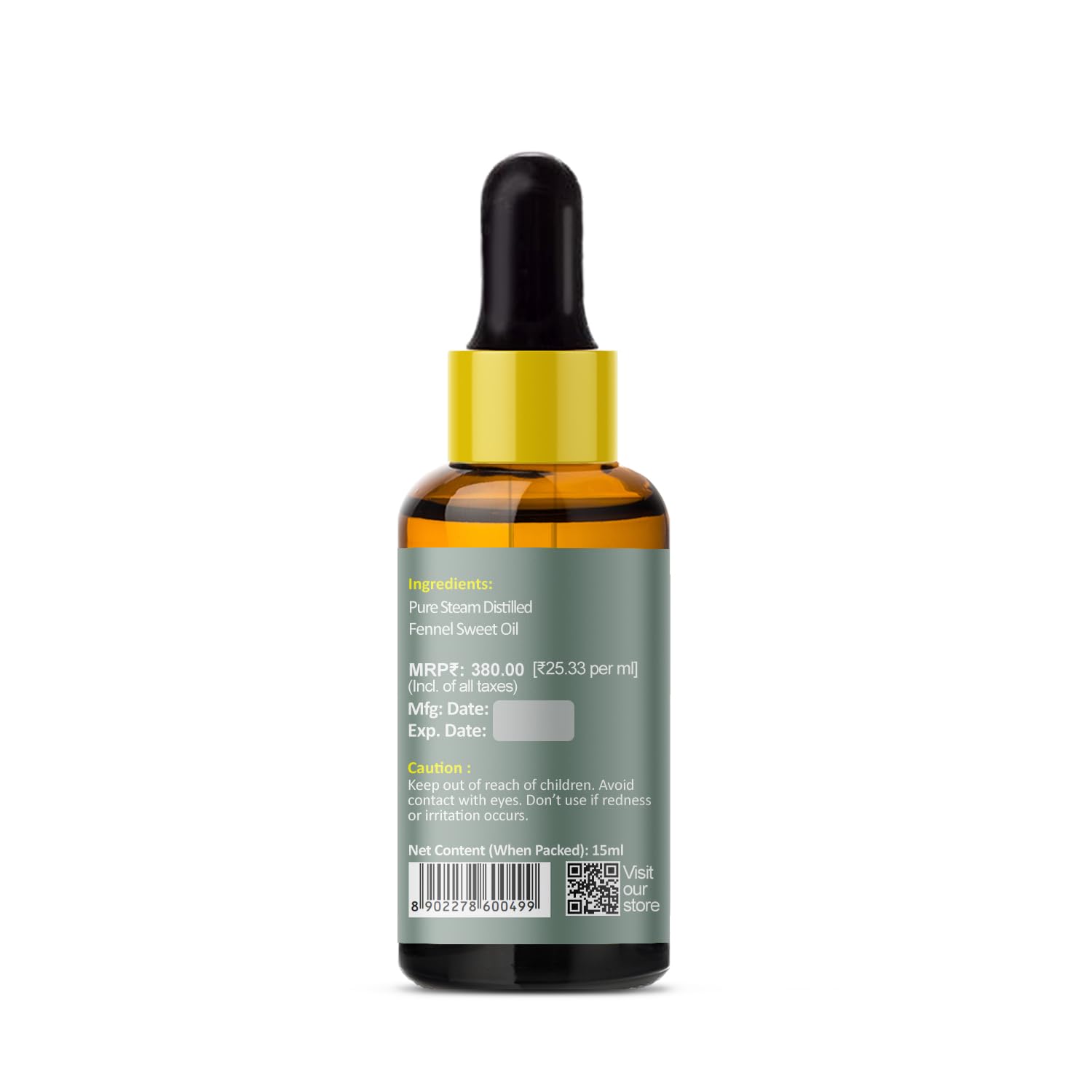 PRZ Fennel Sweet Essential Oil - 100% Pure Natural Therapeutic Grade Aromatherapy Oil for Skin Care, Hair Growth & Relaxation - 15ml Bottle for Diffusers, Massage & DIY Beauty Products