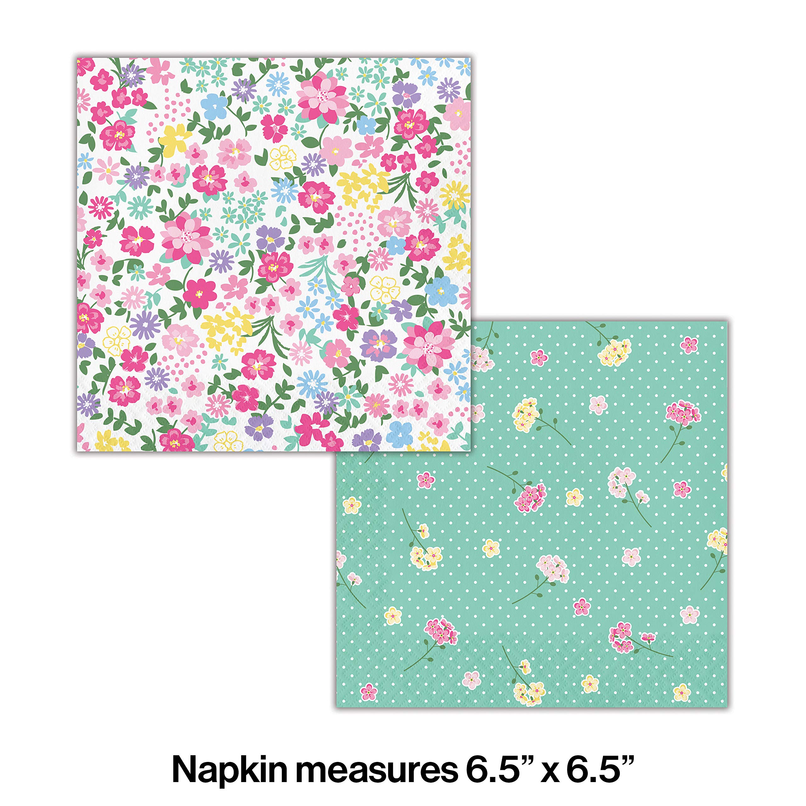 Floral Tea Party Napkins - 48 Count Disposable Decorative Napkins for Afternoon Tea, Bridal Showers, Baby Showers & Special Occasions