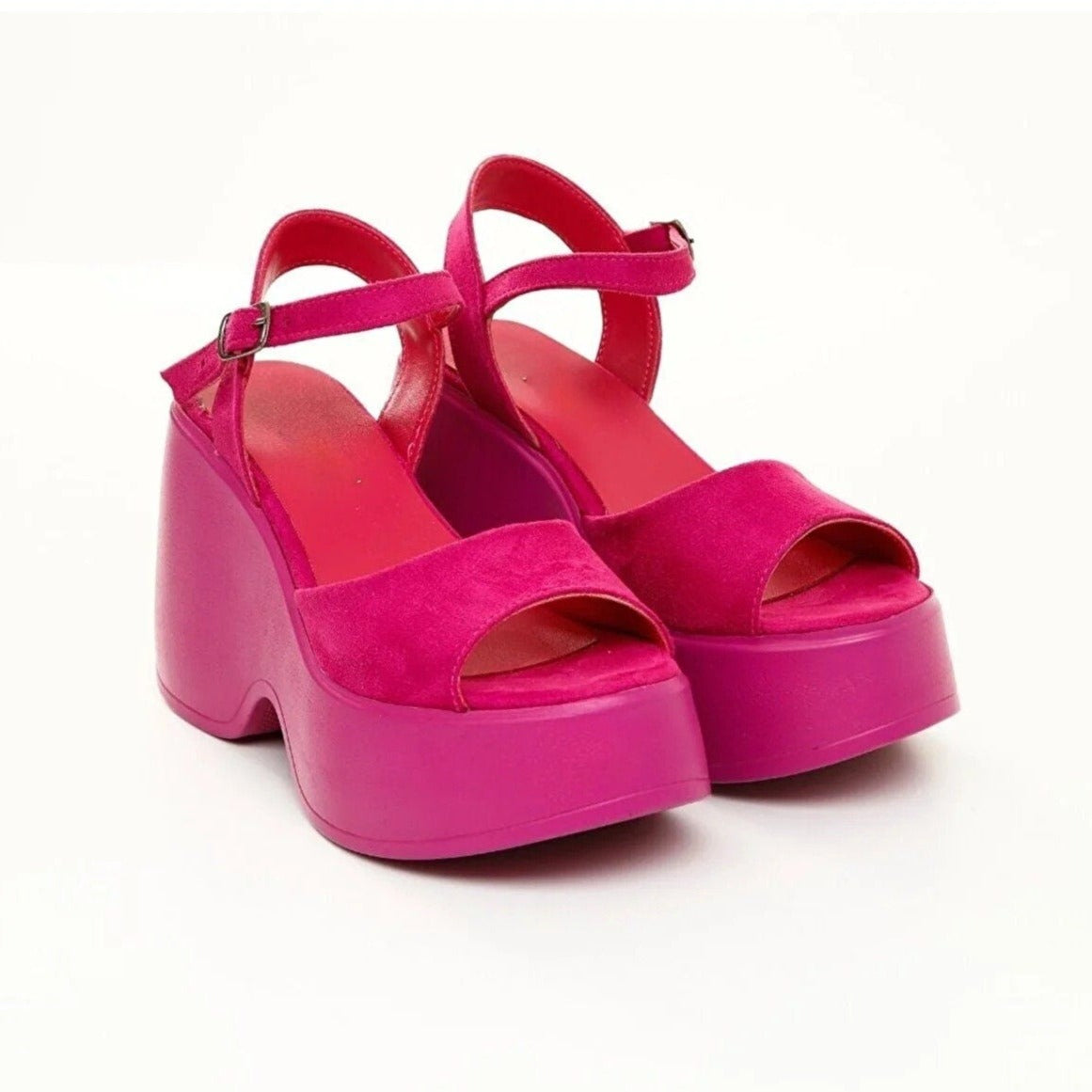 Barb Pink Chunky Wedge Sandals for Women - Comfortable High Heel Platform Shoes for Summer, Beach, and Casual Outfits