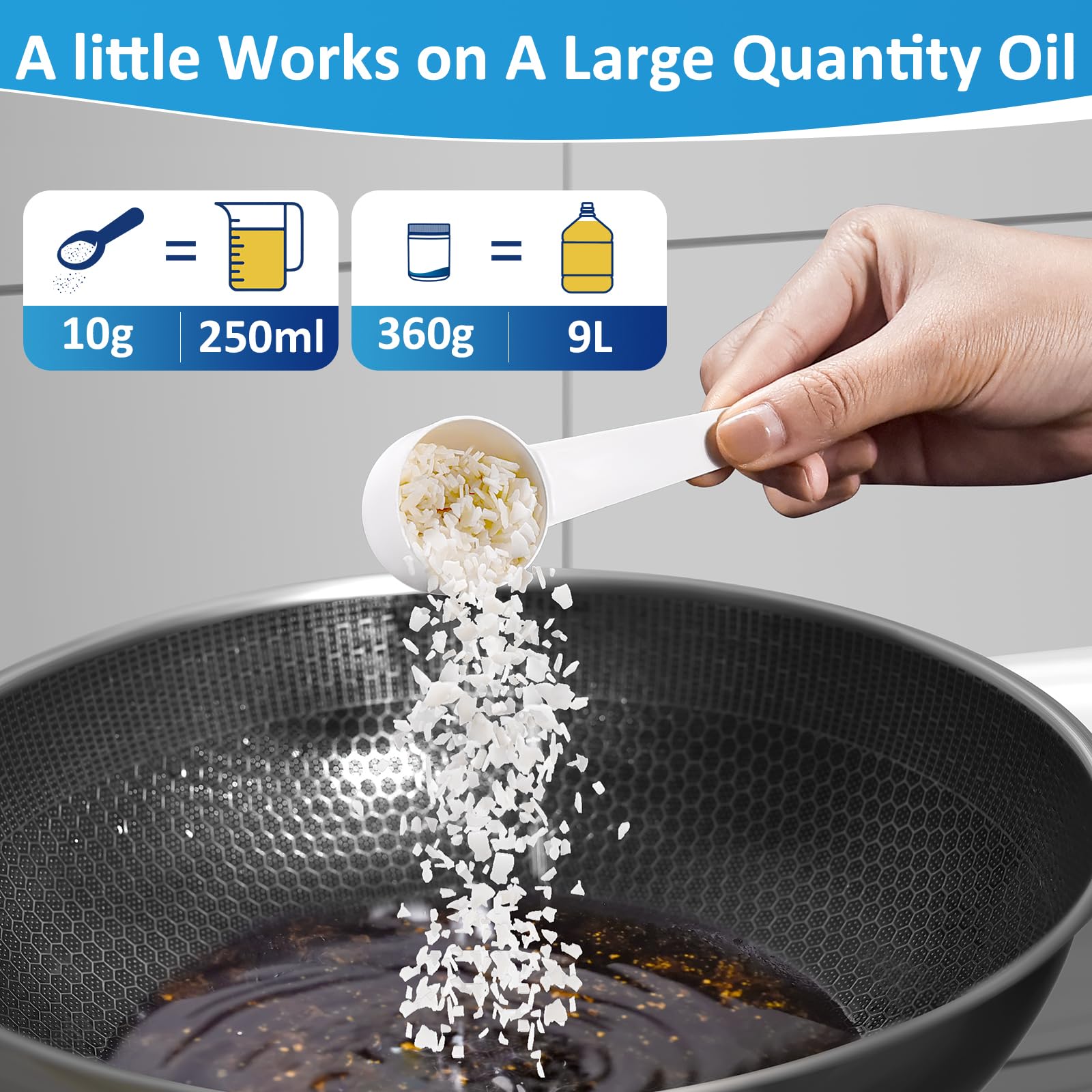 LANBEIDE Plant-Based Cooking Oil Solidifier Powder - Solidifies Up to 36 Cups (13 Oz) | 100% Natural Oil Hardener for Easy Kitchen Waste Disposal | Perfect for Deep Fryers, Pans & Grease Traps