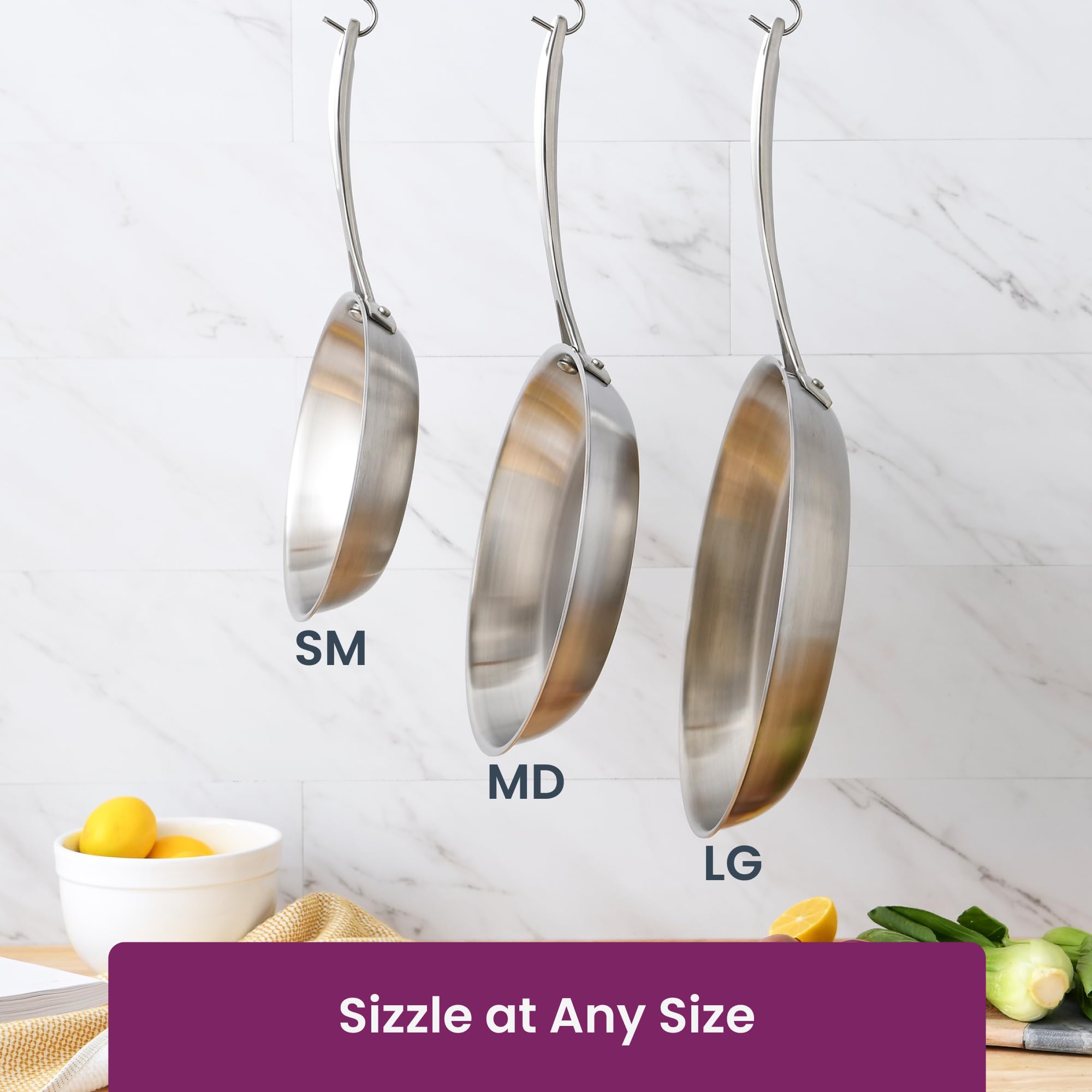 10 Inch Stainless Steel Skillet & Frying Pan - Medium Size American Made Cookware for Searing, Sautéing & Frying - Perfect for Home Kitchen & Professional Chefs