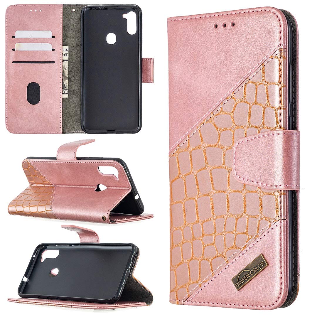 Slim PU Leather Wallet Case for Samsung Galaxy A11 with Credit Card Holder & Kickstand - Premium Solid Color Protective Phone Cover for Everyday Use & Travel