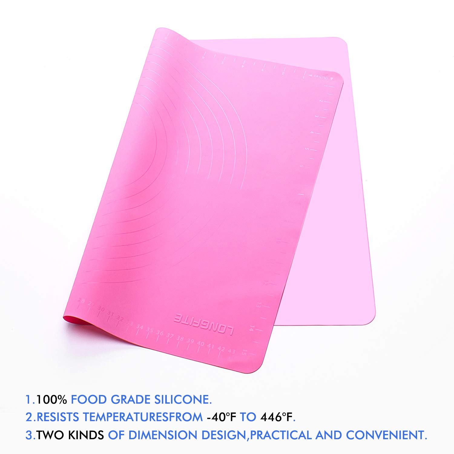 Extra Large Non-Stick Silicone Baking Mat for Rolling Dough, Pastry Making & Countertop Protection - Measurement Markings Included - Perfect for Fondant, Pie Crust & Cutting Table (XL Pink) - Ideal for Home Bakers & Professional Kitchens