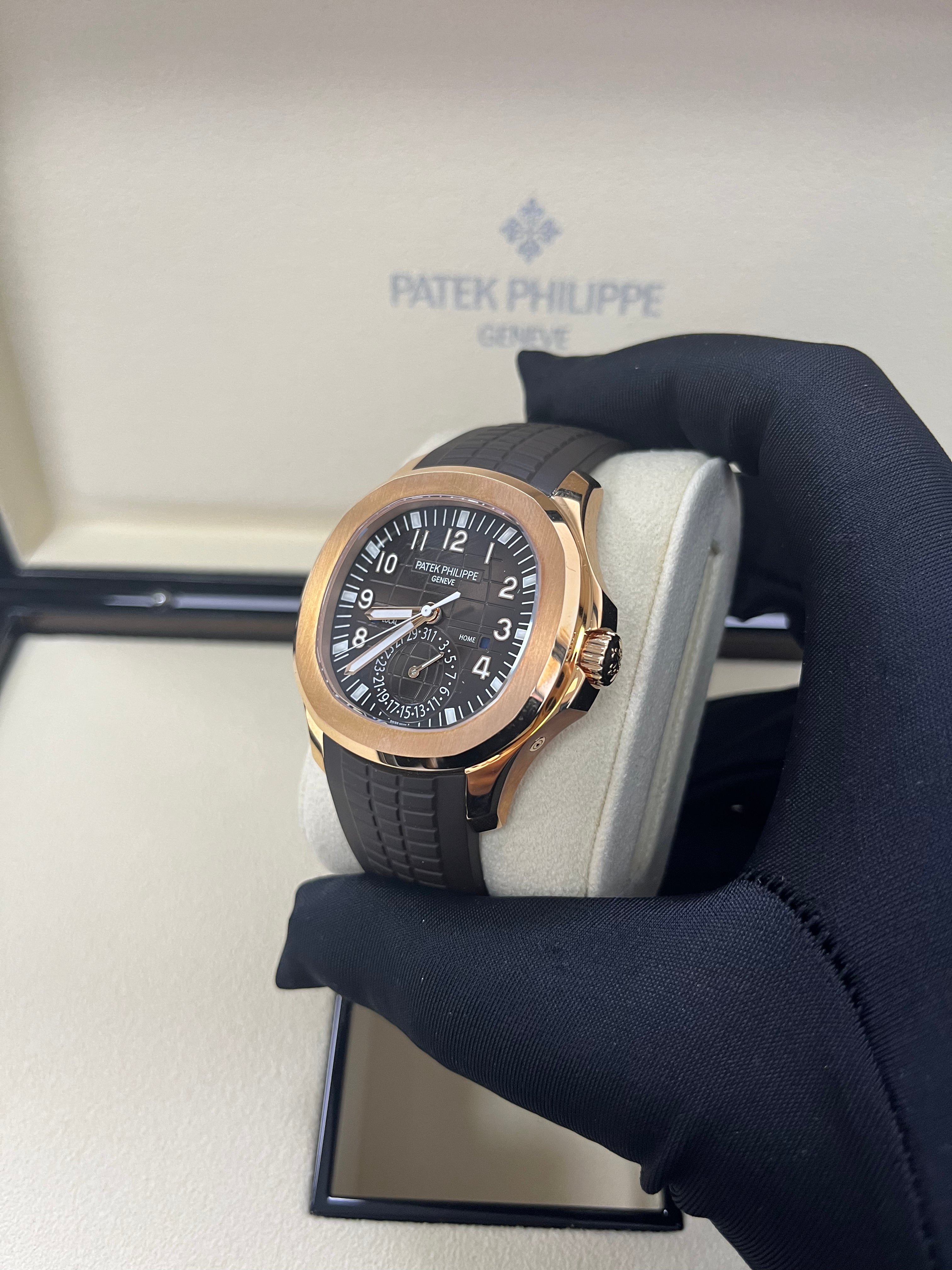 Patek Philippe Aquanaut 5164R-001 Rose Gold Men's Watch with Chocolate Dial - Luxury Automatic Timepiece for Business, Travel & Special Occasions