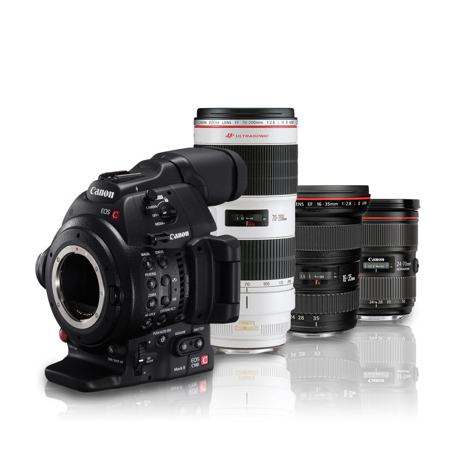 Canon EOS C100 Mark II Professional Cinema Camera with Dual Pixel AF & Triple Lens Kit (16-35mm f/2.8L, 24-70mm f/2.8L, 70-200mm f/2.8L) - Perfect for Filmmaking, Documentary Shooting, and Broadcast Production