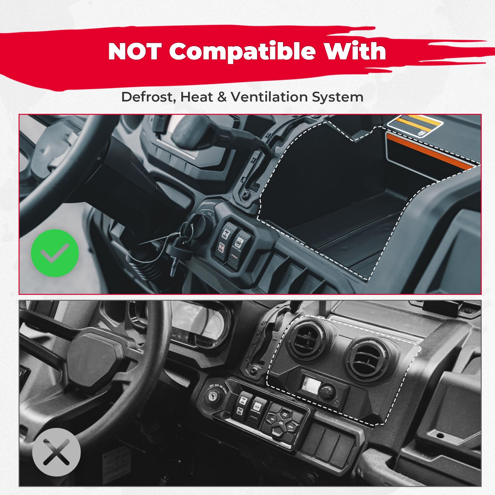 KEMIMOTO Universal Electronic Device Holder with Storage - Phone & Tablet Mount Dashboard Organizer Box for Can-Am Defender 2016-2024 | Car Accessories for Off-Road & Work Trucks