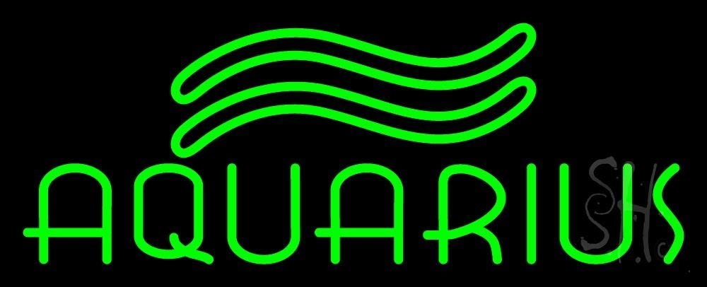 Green Aquarius LED Neon Sign 13x32 Inches - Black Square Acrylic Backing with Dimmer - Bright Premium Indoor Neon Light for Storefront, Bar, Cafe & Home Decor - Perfect for Wall Art, Wedding Decorations & Gift Ideas