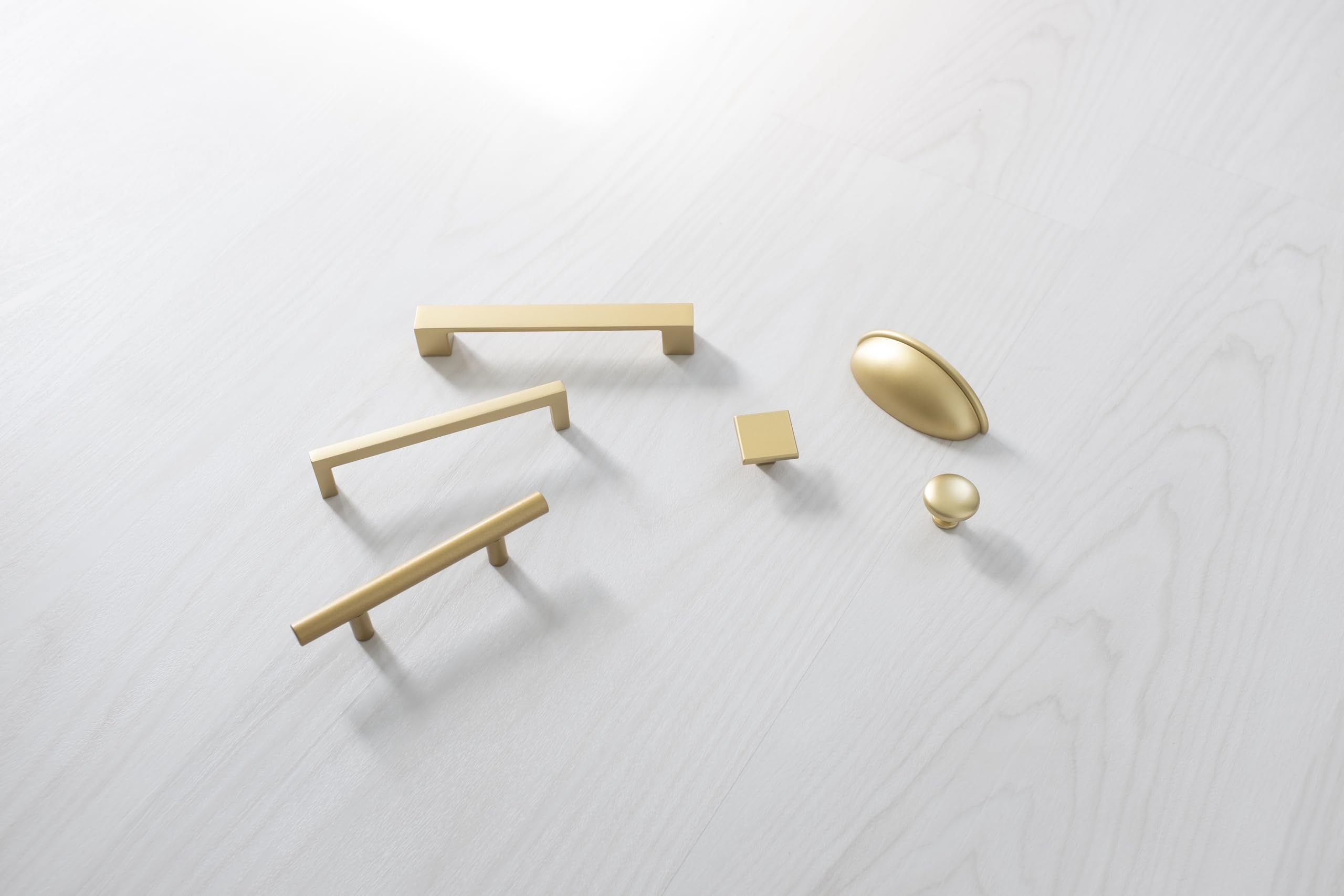 Hickory Hardware 10 Pack Brushed Brass Square Cabinet Knobs - 1-3/16 Inch Drawer & Dresser Handles for Kitchen Cabinets, Bathroom Drawers & Furniture - Perfect for Home Renovation & DIY Projects